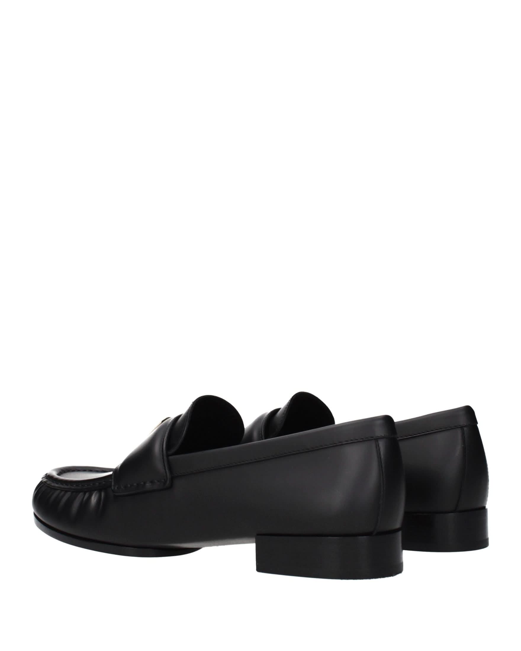 Givenchy Black Leather Slip On Loafers Flats