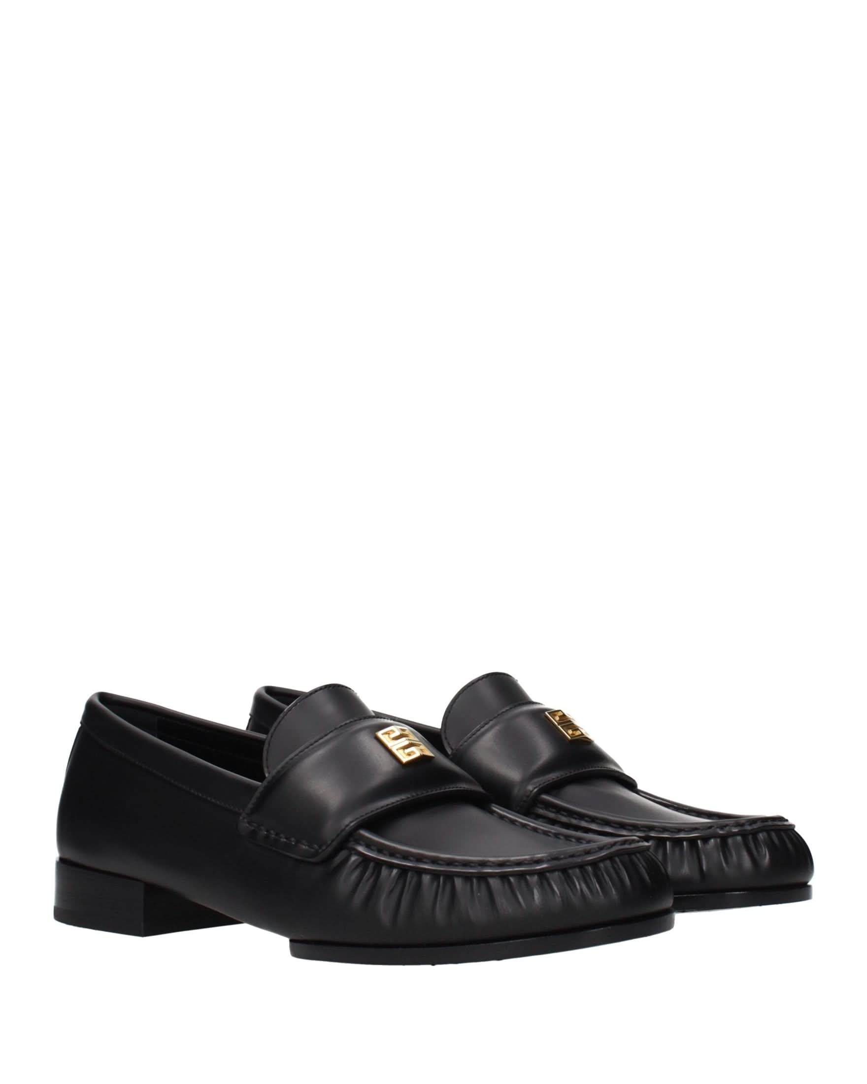 Givenchy Black Leather Slip On Loafers Flats