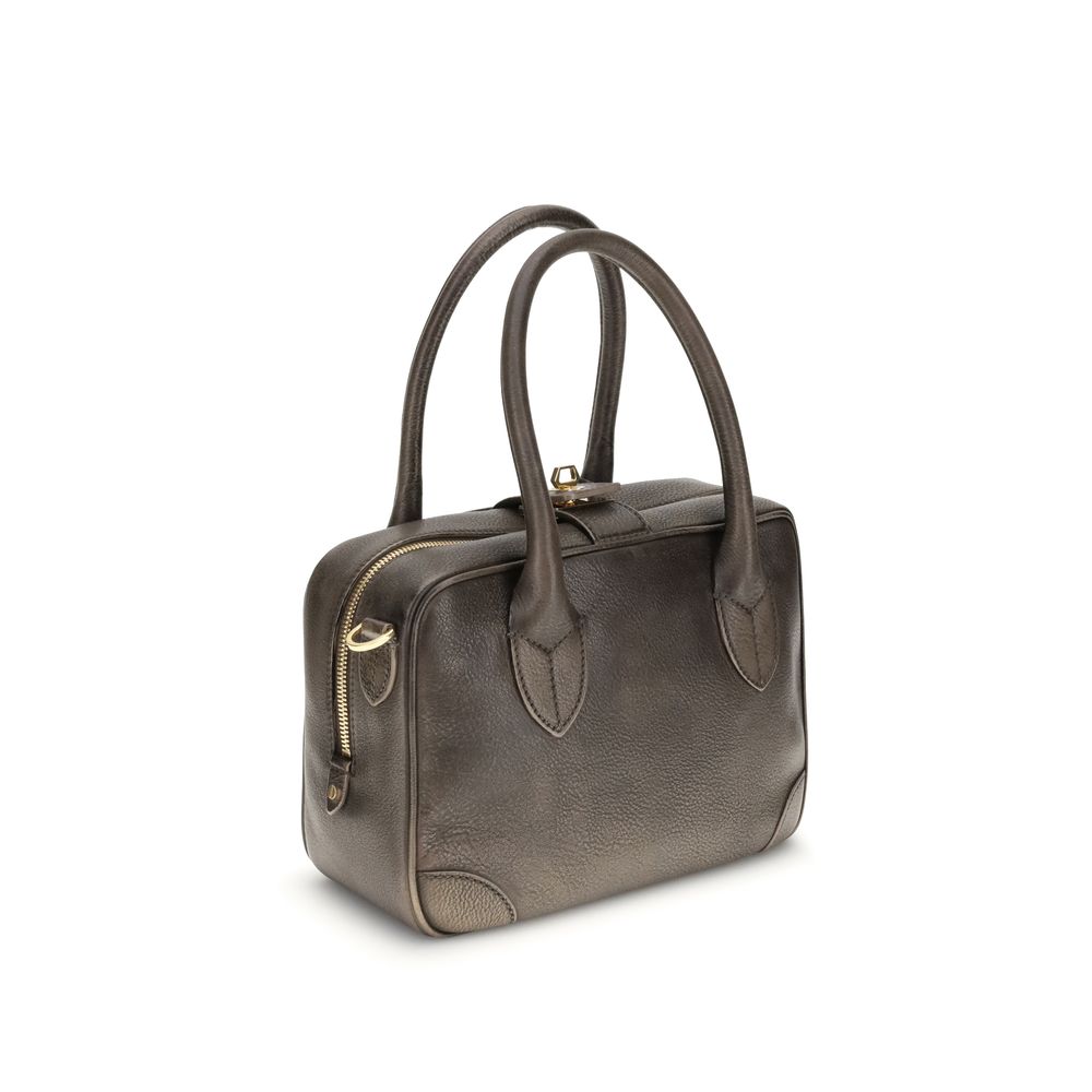 Golden Goose Gold Leather Vita Bag Treated Body Metal Glam Steals