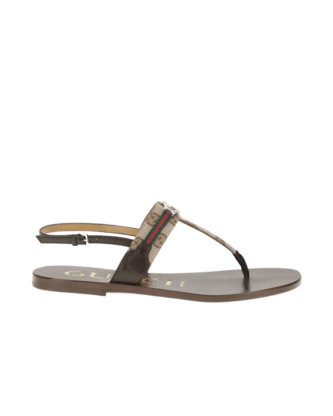 Gucci Brown Calf Leather Bos Taurus Flat Sandals Glam Steals