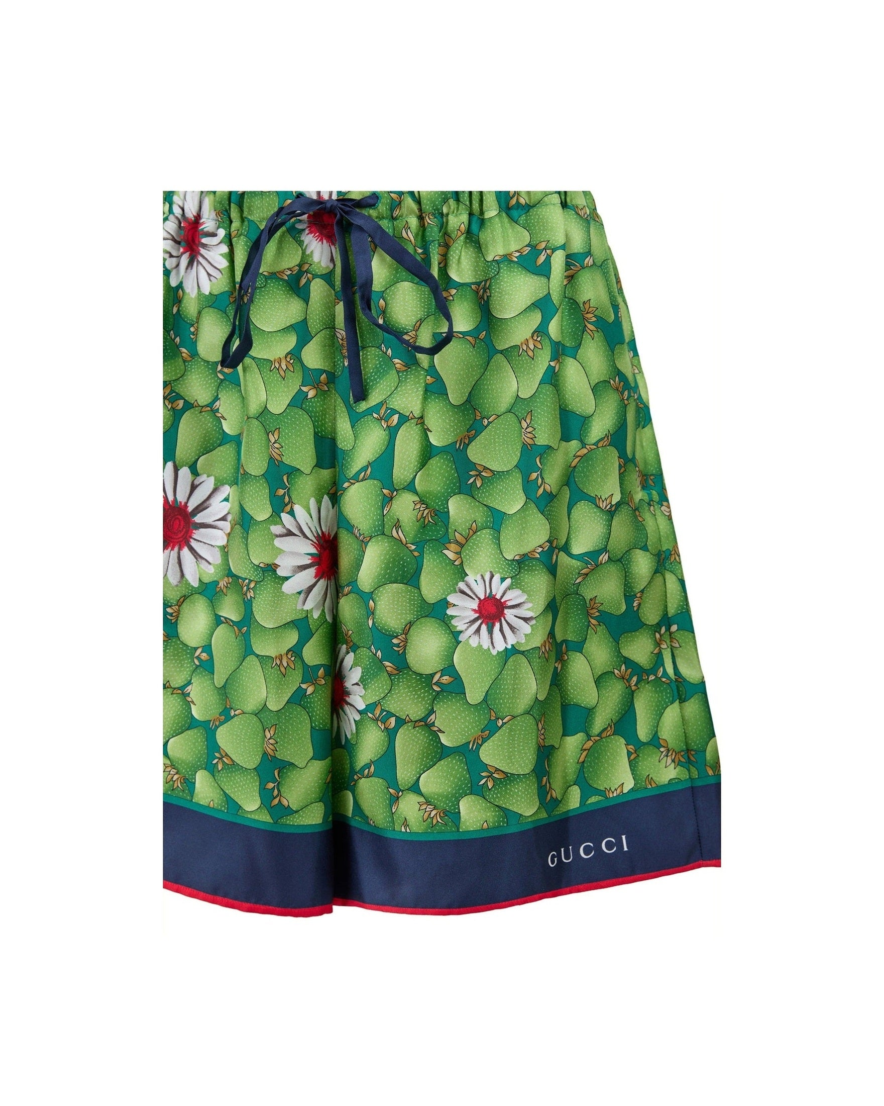 Gucci Green Flower Printed Silk Shorts Glam Steals