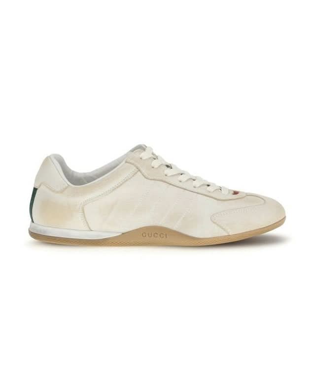 Gucci White Calf Leather Bos Taurus Low Top Sneakers