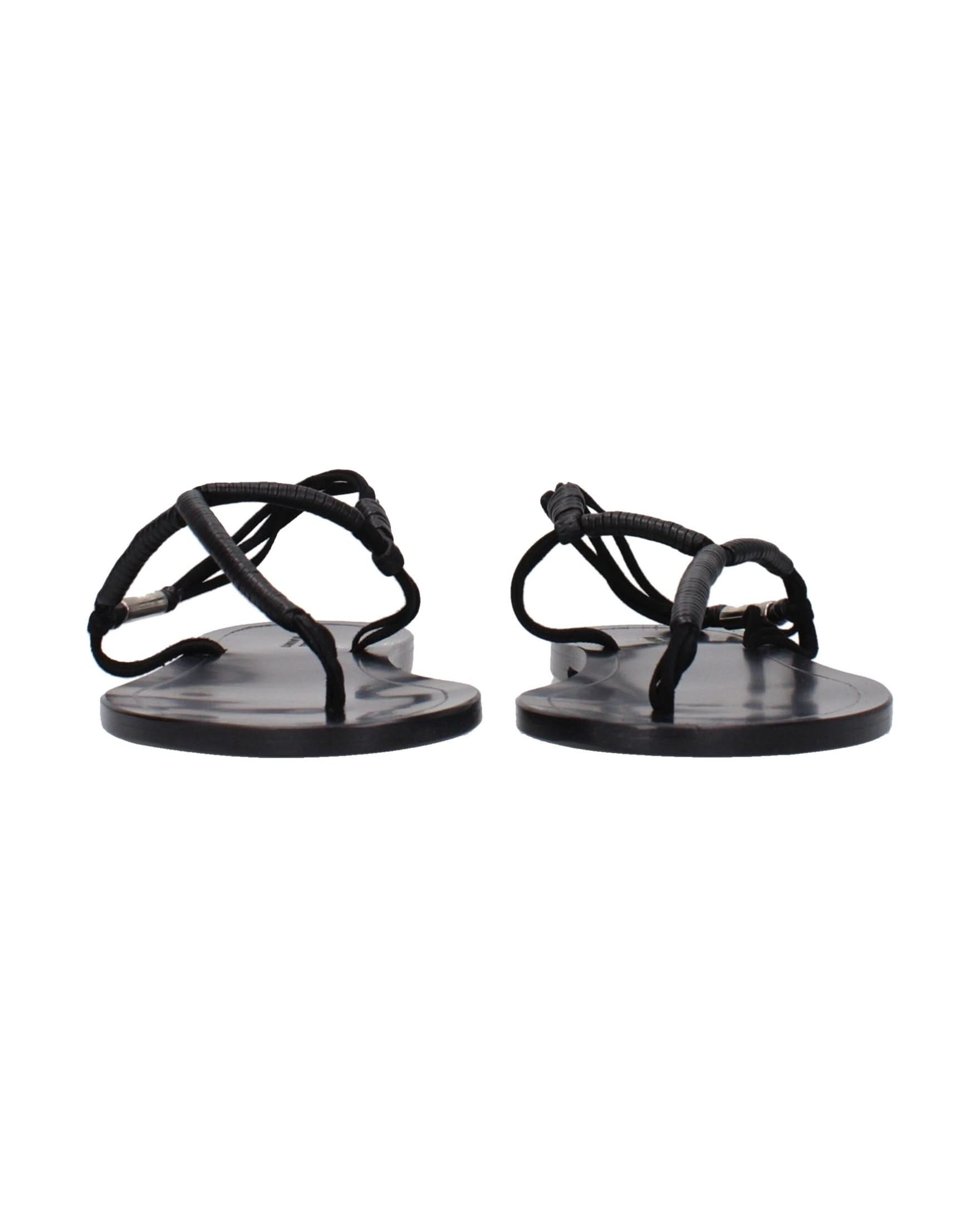 Isabel Marant Black Leather Flip Flop Sandals