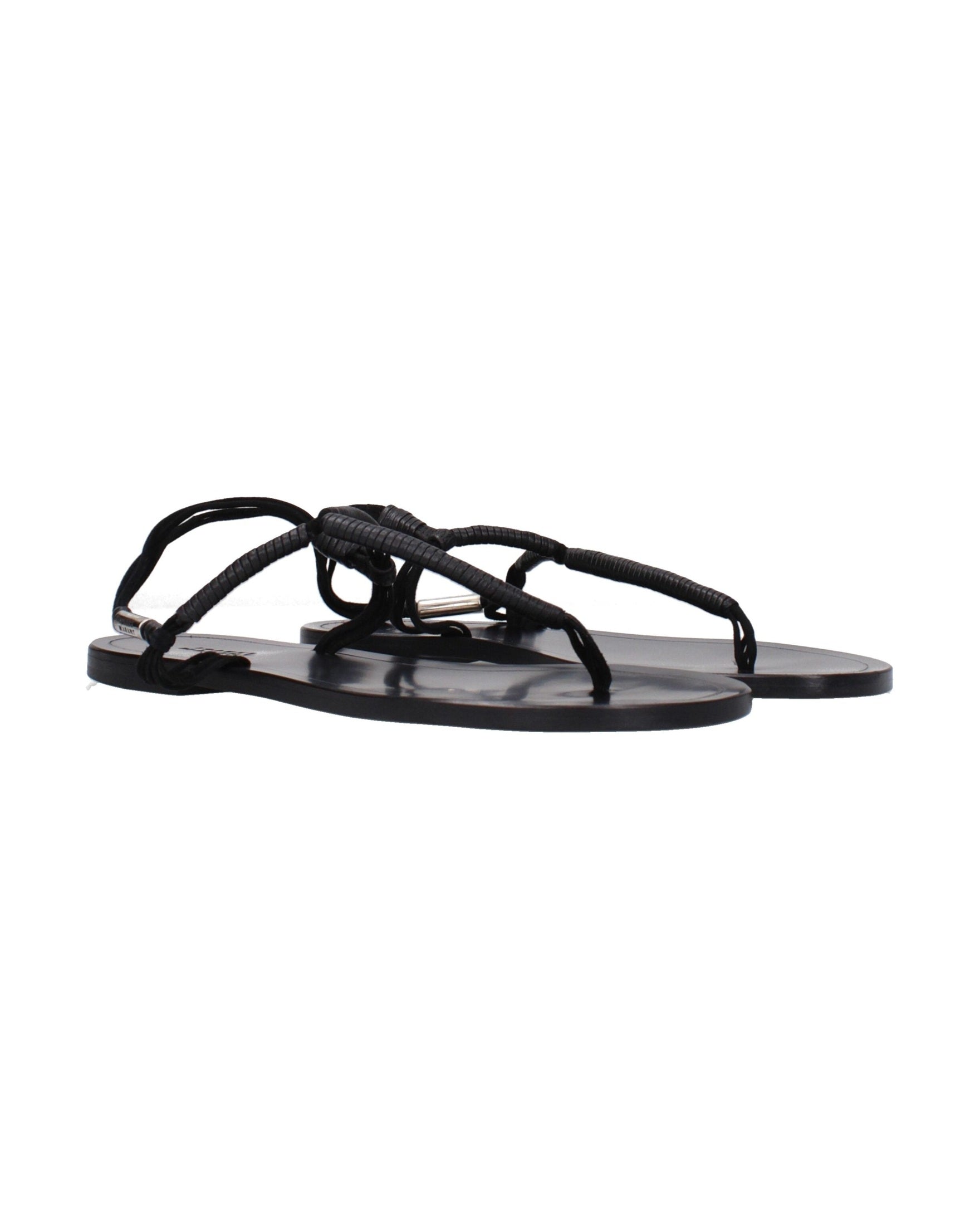Isabel Marant Black Leather Flip Flop Sandals