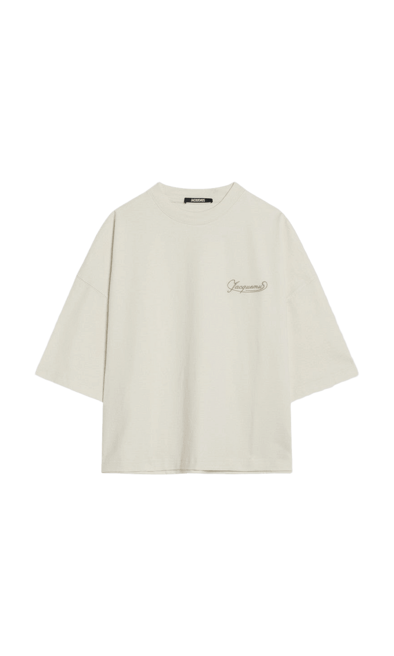 Jacquemus Beige Light Boxy T-shirt with Logo Glam Steals