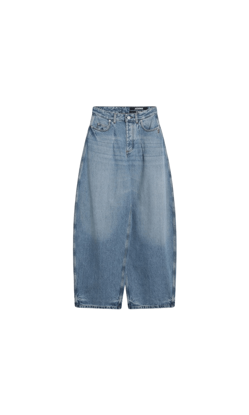 Jacquemus Blue Ovalo Jeans with Curved Cut Glam Steals