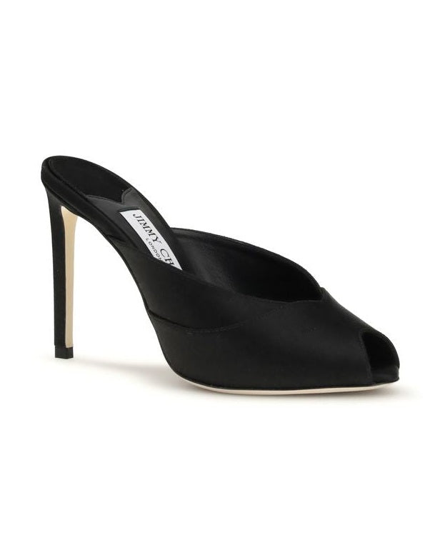 Jimmy Choo Black Calf Leather Bos Taurus Stiletto Heel Sandals Heels