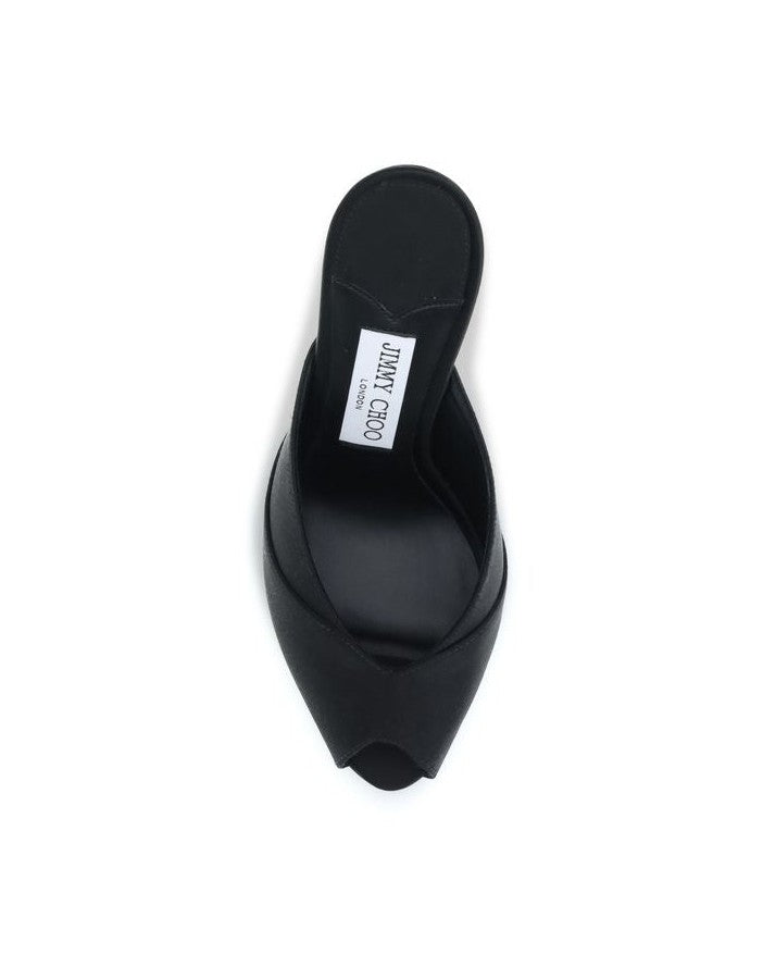 Jimmy Choo Black Calf Leather Bos Taurus Stiletto Heel Sandals Heels