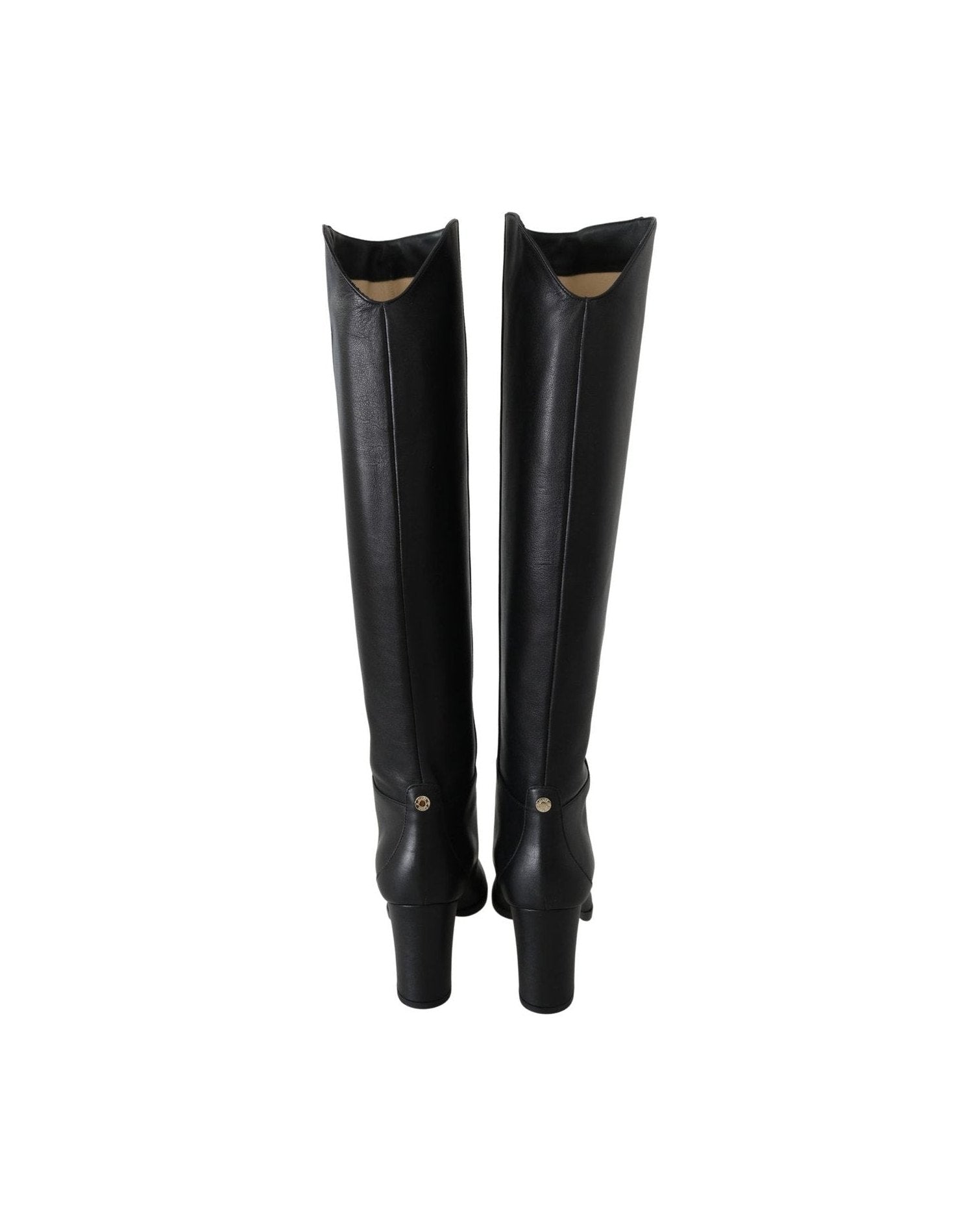 Jimmy Choo Black Leather Elegant Calf Heeled Boots Glam Steals