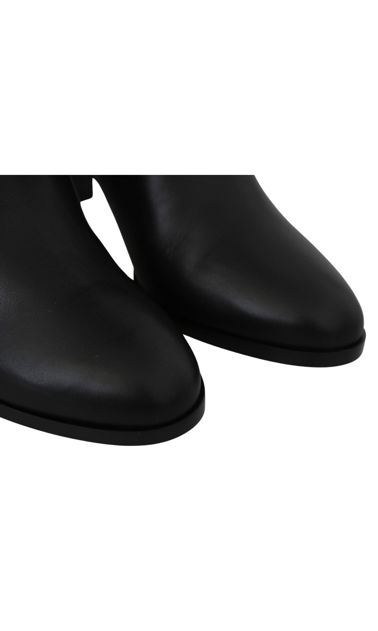 Jimmy Choo Black Leather Elegant Calf Heeled Boots Glam Steals