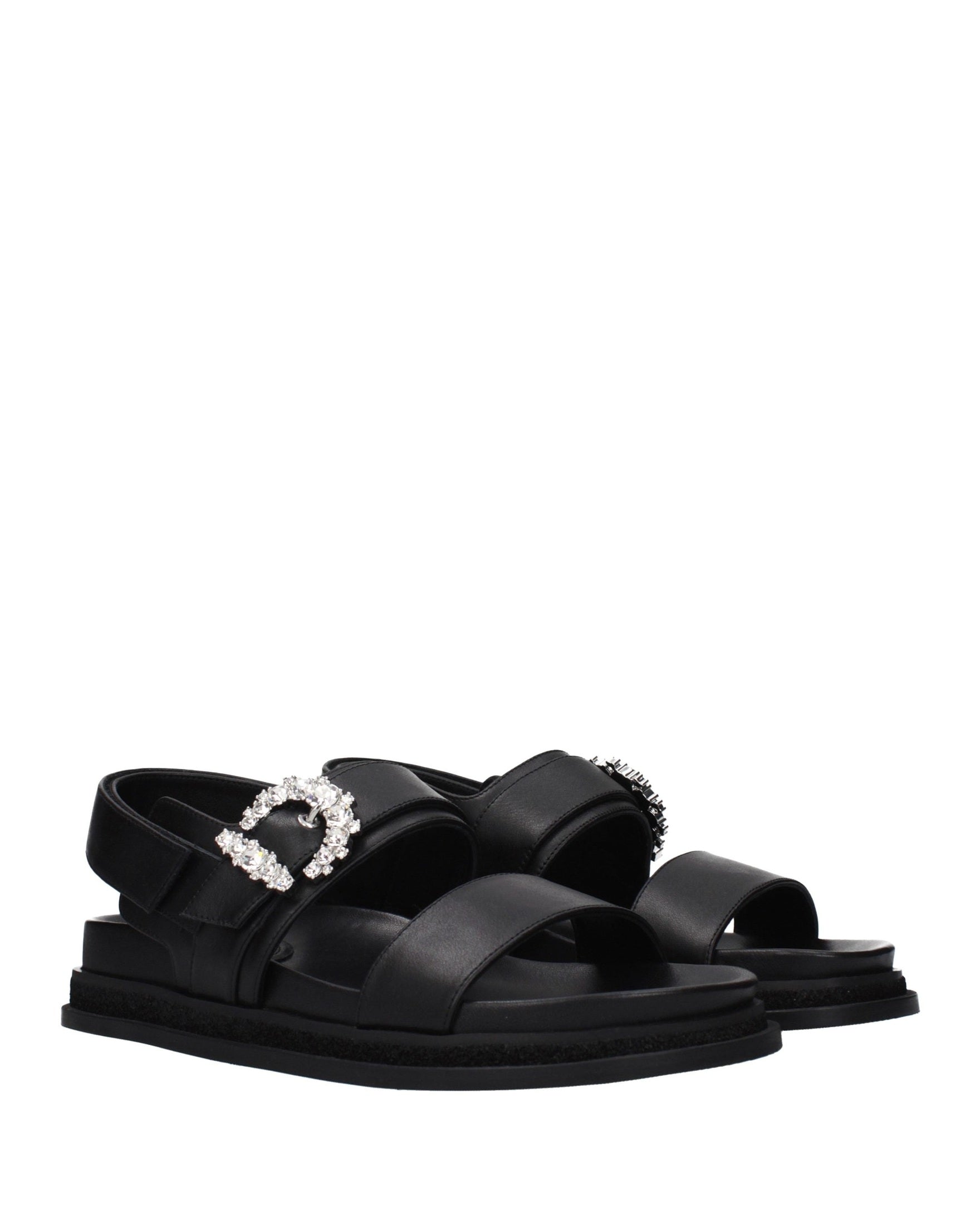 Jimmy Choo Black Leather Flat Sandals Glam Steals