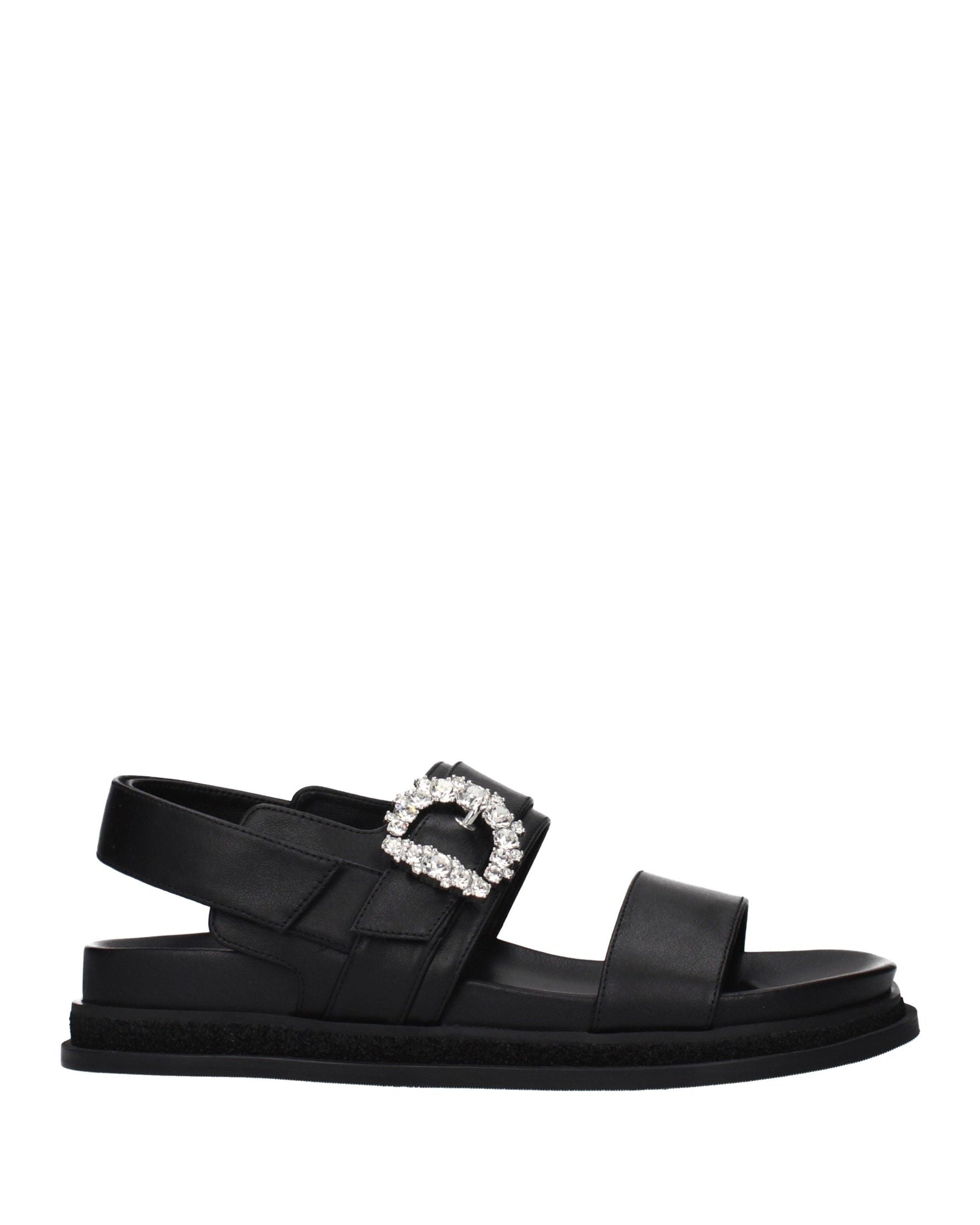 Jimmy Choo Black Leather Flat Sandals Glam Steals