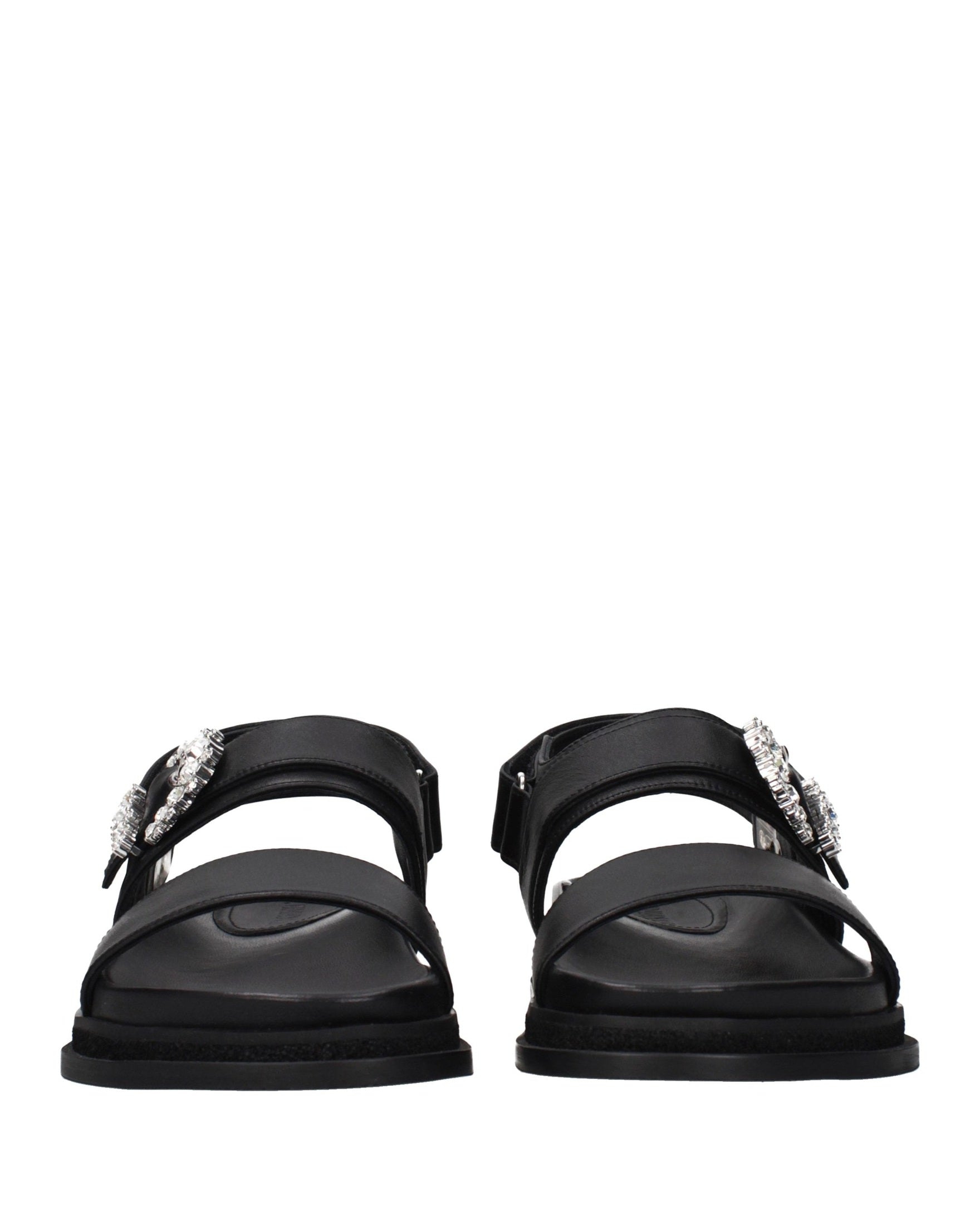 Jimmy Choo Black Leather Flat Sandals Glam Steals