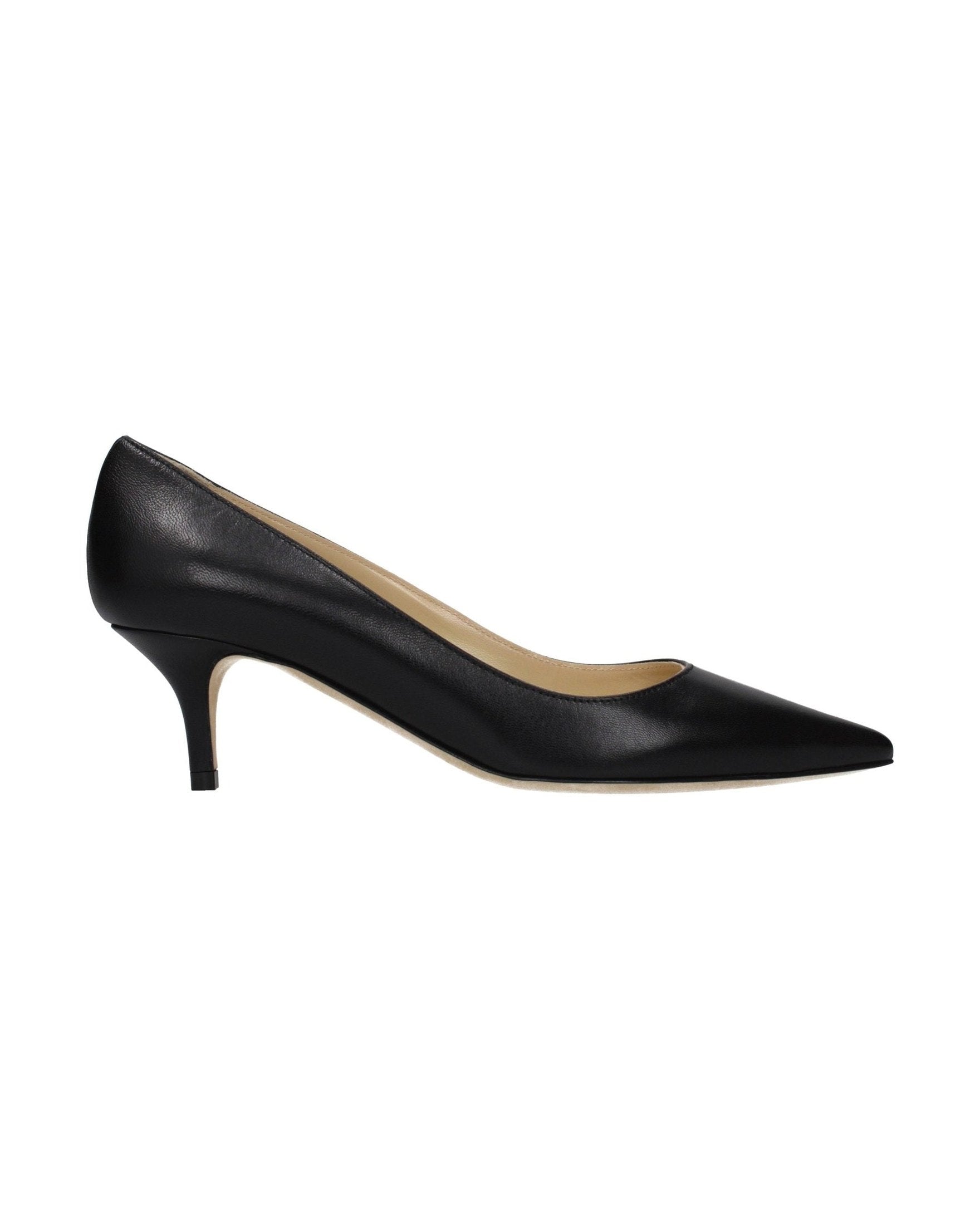 Jimmy Choo Black Leather Mid Heel Pumps