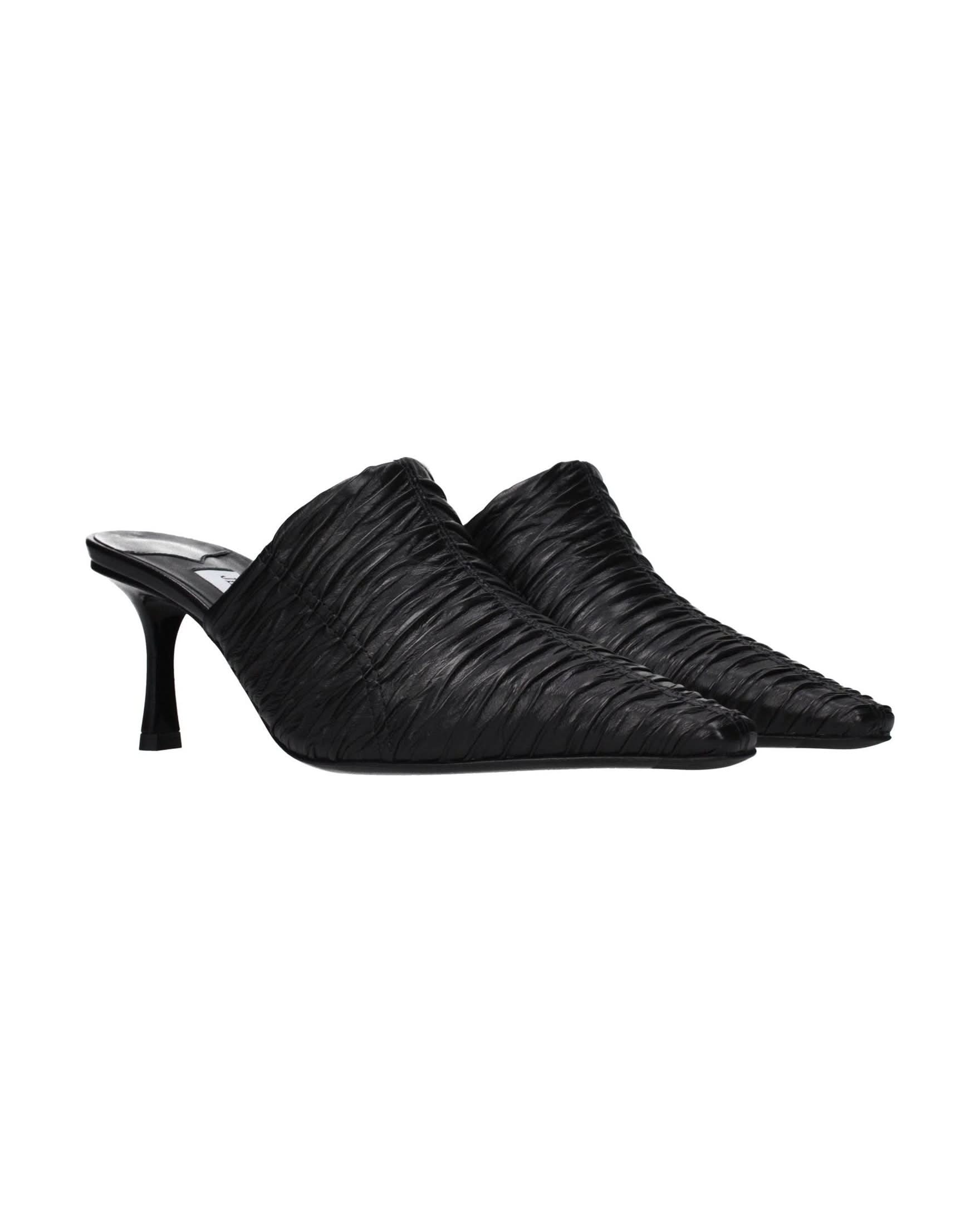Jimmy Choo Black Leather Mid Heel Pumps