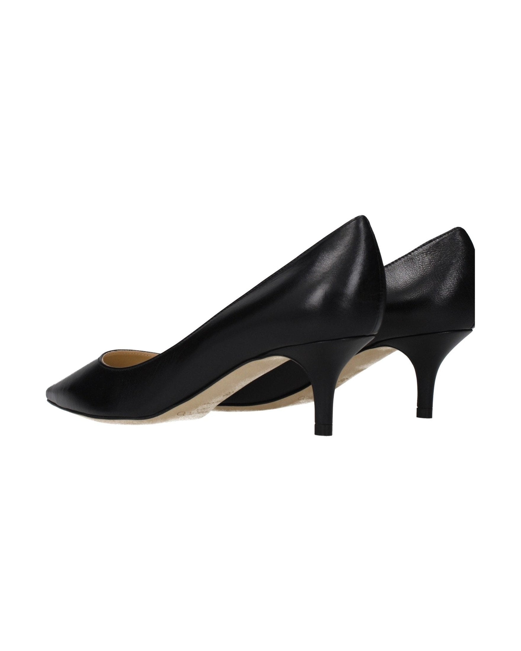 Jimmy Choo Black Leather Mid Heel Pumps