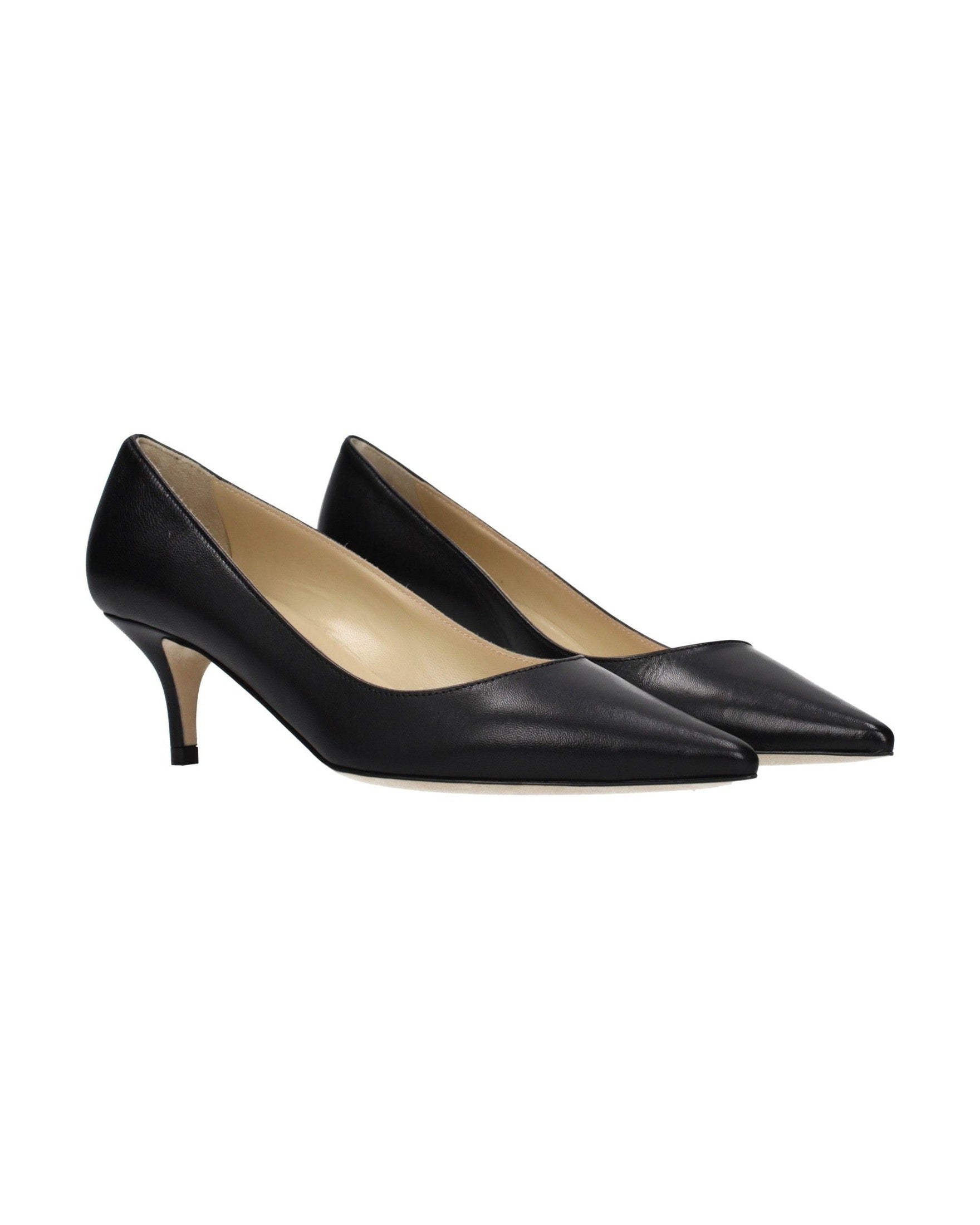 Jimmy Choo Black Leather Mid Heel Pumps