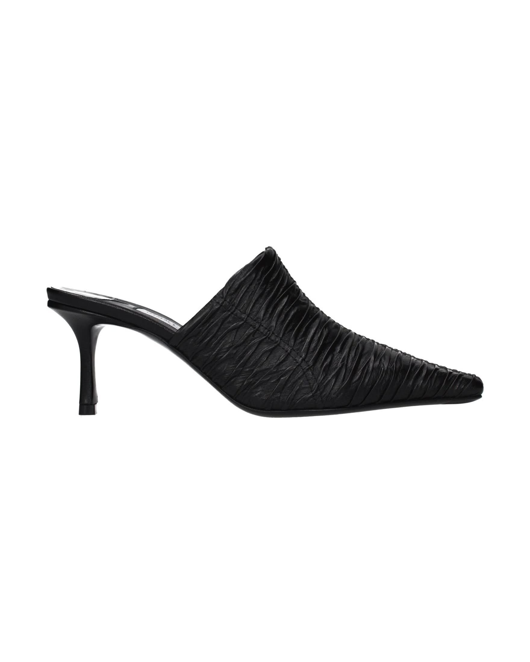 Jimmy Choo Black Leather Mid Heel Pumps