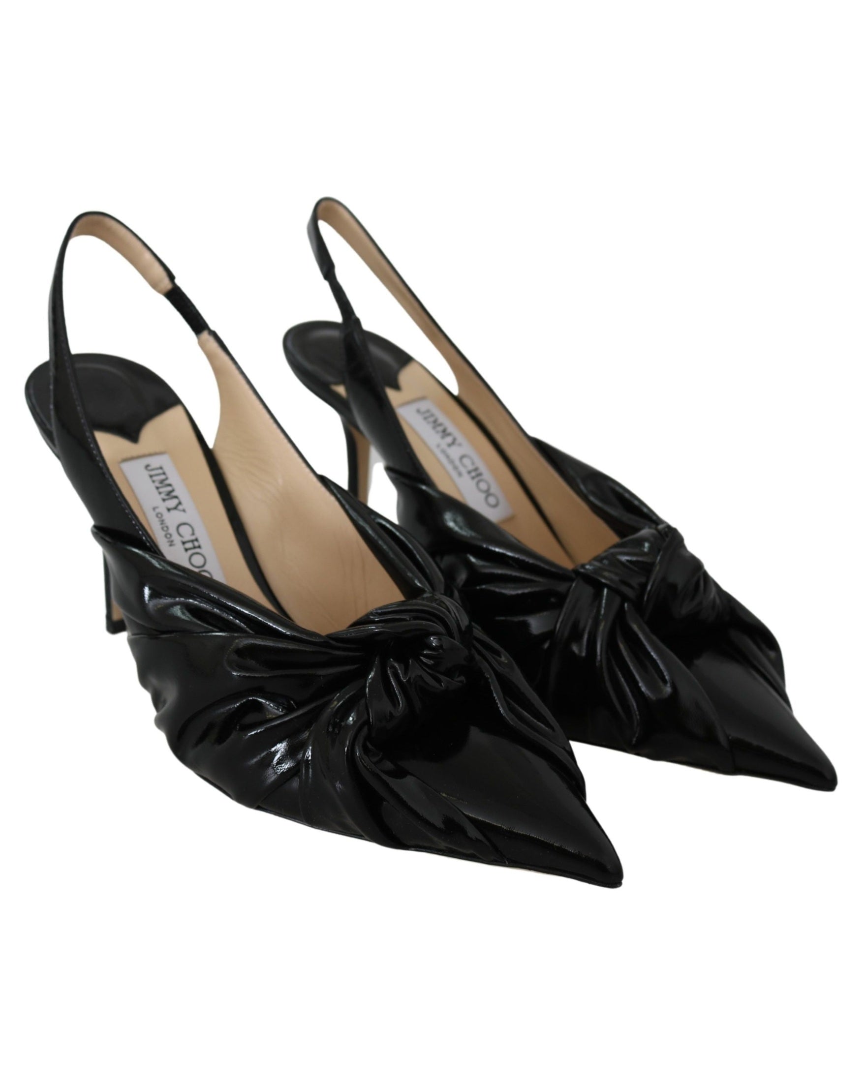 Jimmy Choo Black Leather Patent Annabell 85 Pumps Glam Steals
