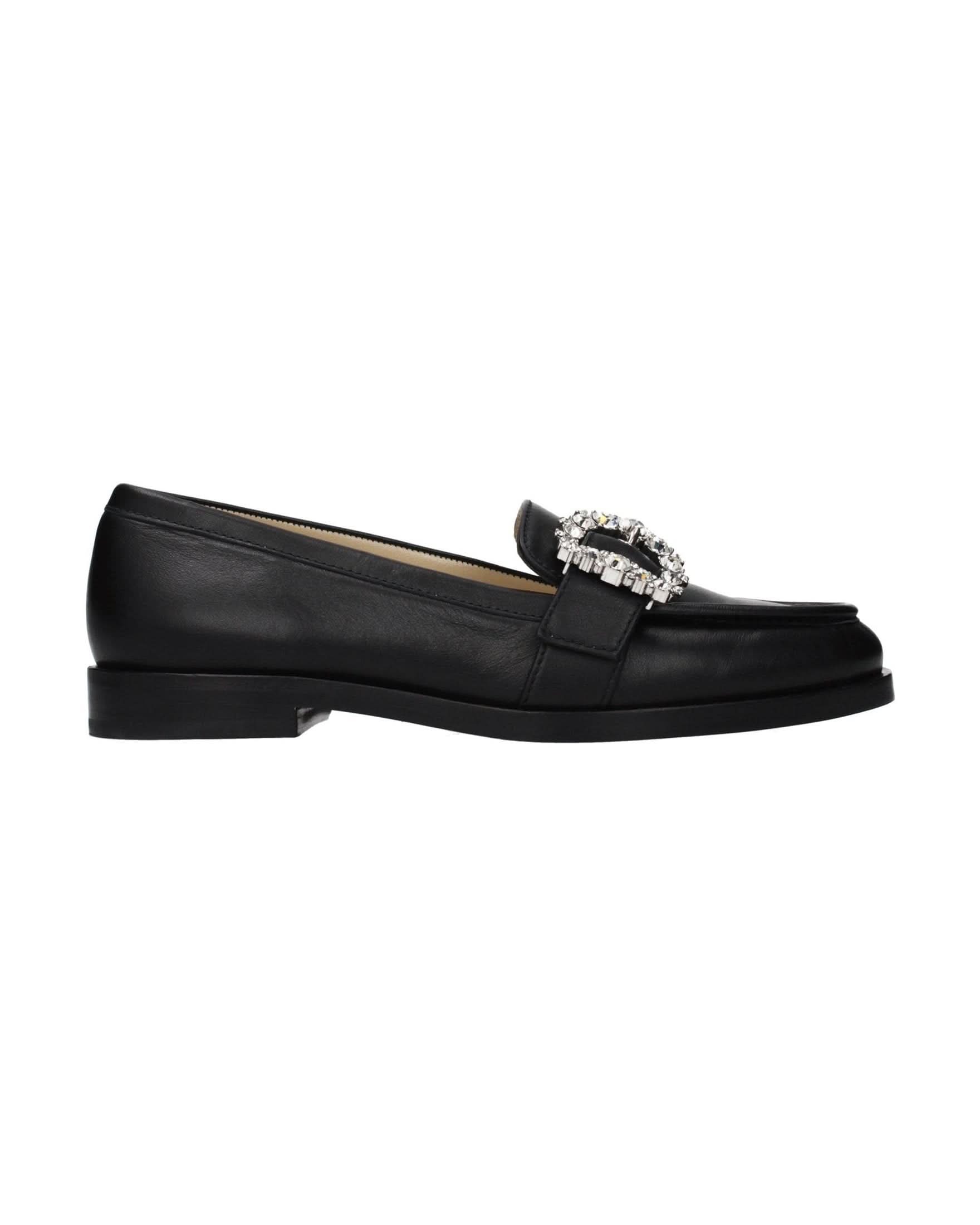 Jimmy Choo Black Leather Slip On Loafers