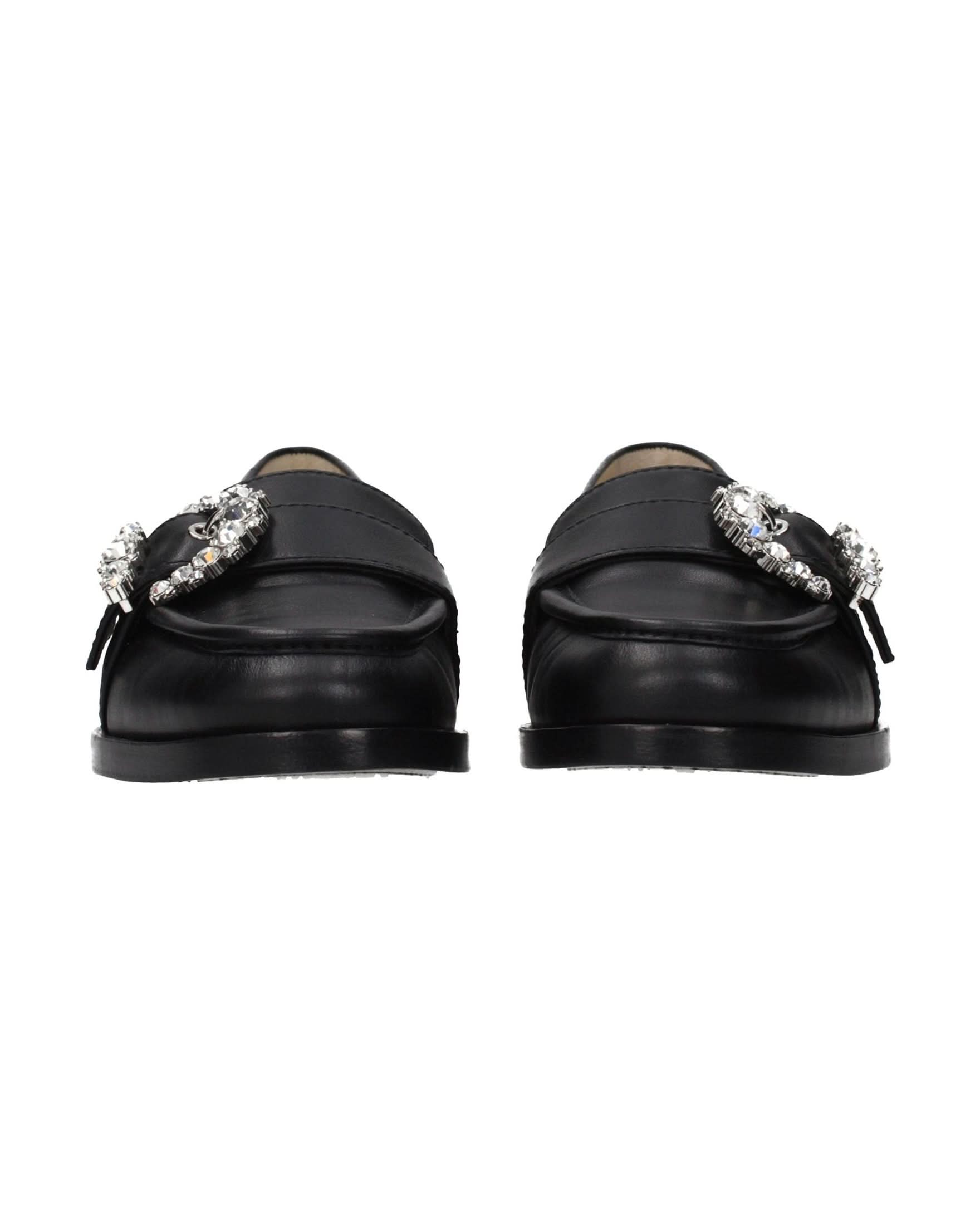 Jimmy Choo Black Leather Slip On Loafers