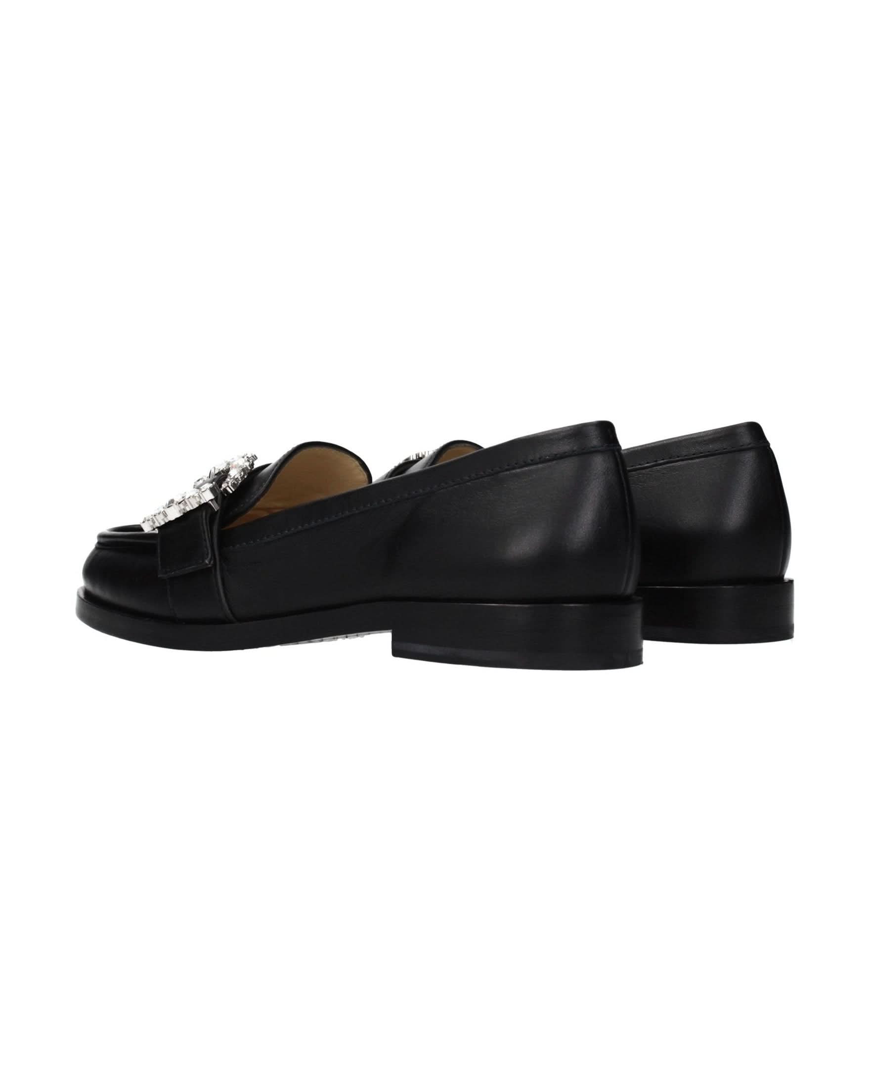 Jimmy Choo Black Leather Slip On Loafers