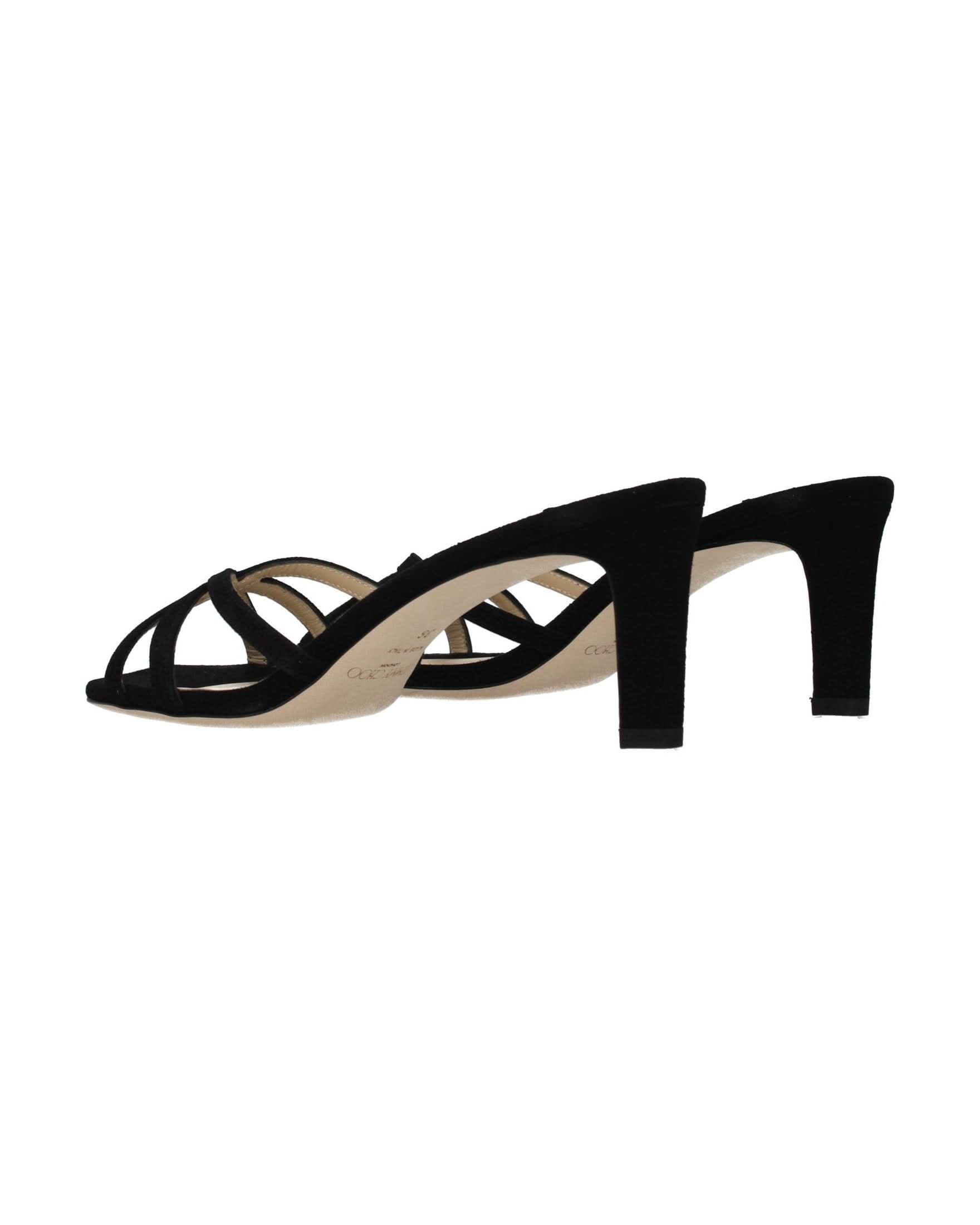 Jimmy Choo Black Leather Stiletto Heel Sandals