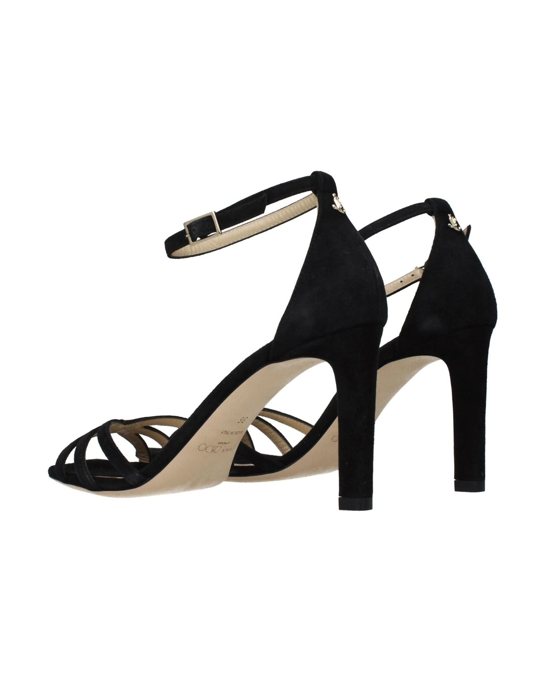 Jimmy Choo Black Leather Stiletto Heel Sandals