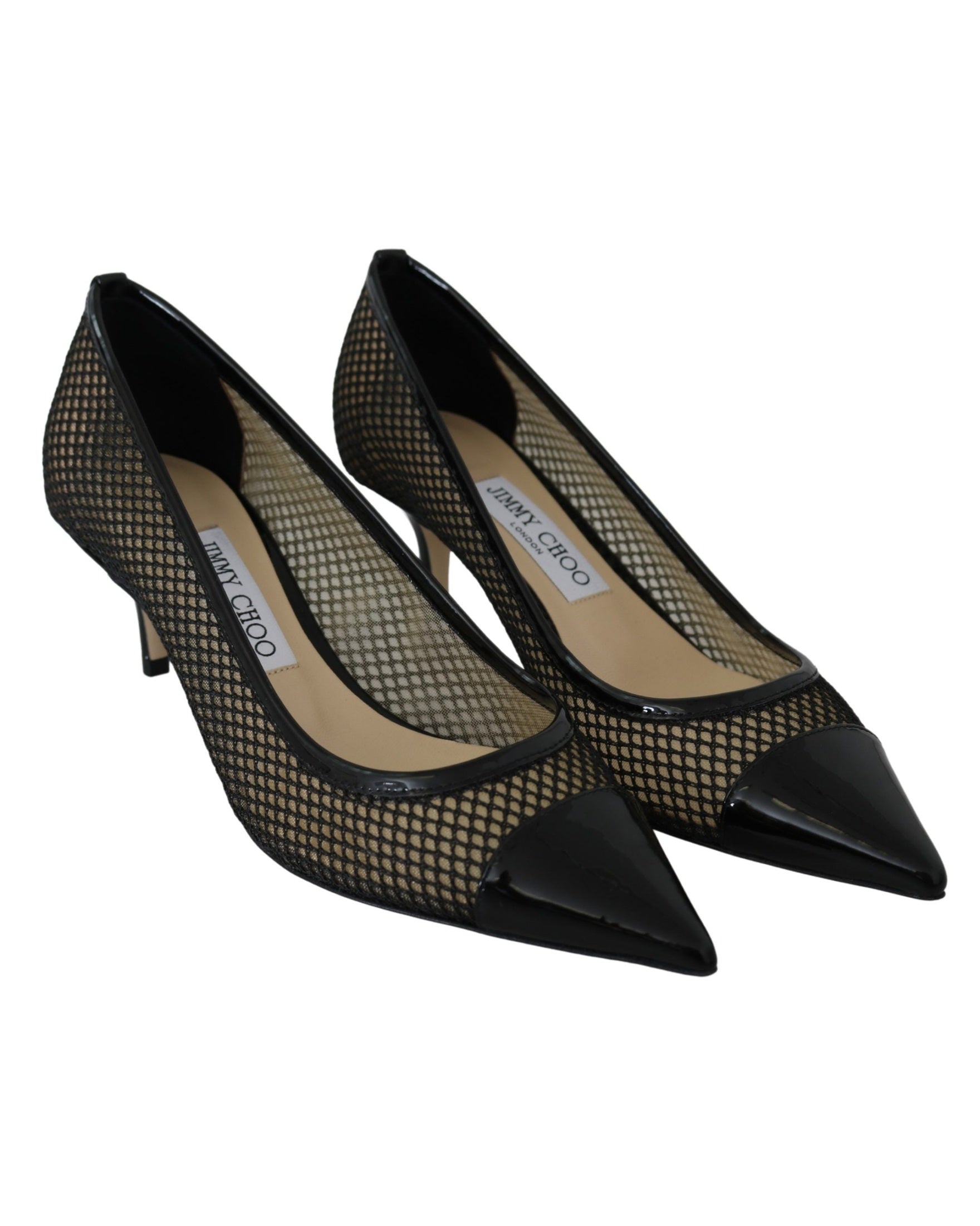Jimmy Choo Black Mesh Leather Amika 50 Pumps Glam Steals