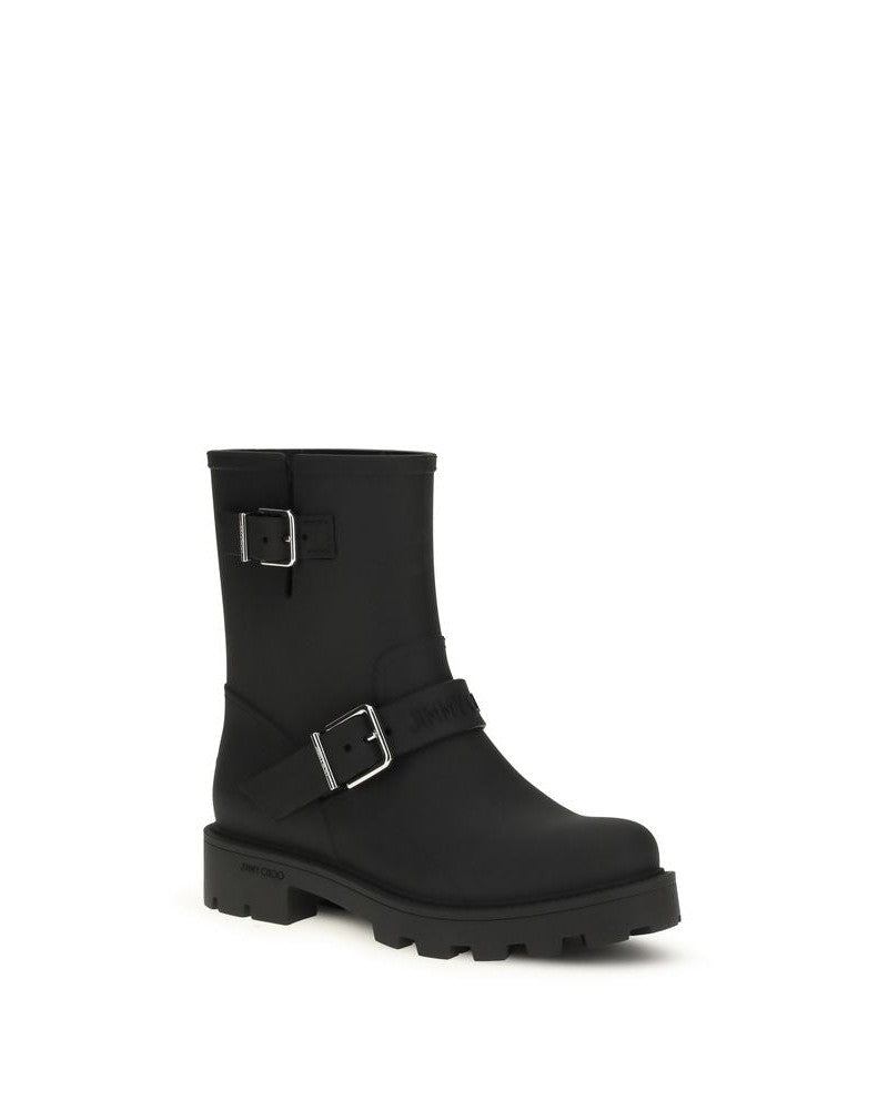 Jimmy Choo Black Polyurethane Rain Boots Boots