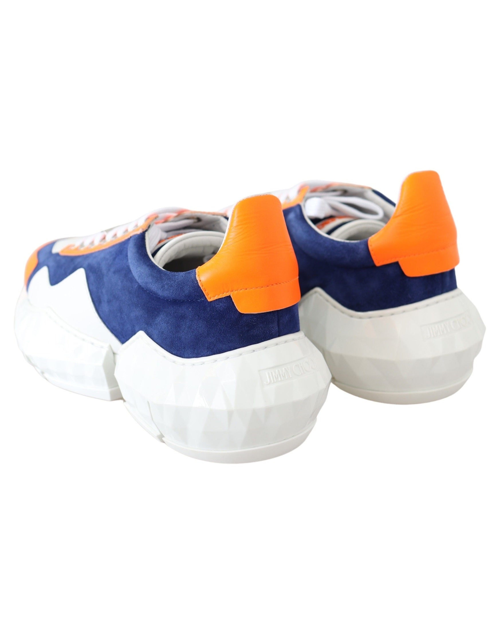 Jimmy Choo Blue Leather Diamond Orange Sneaker Glam Steals