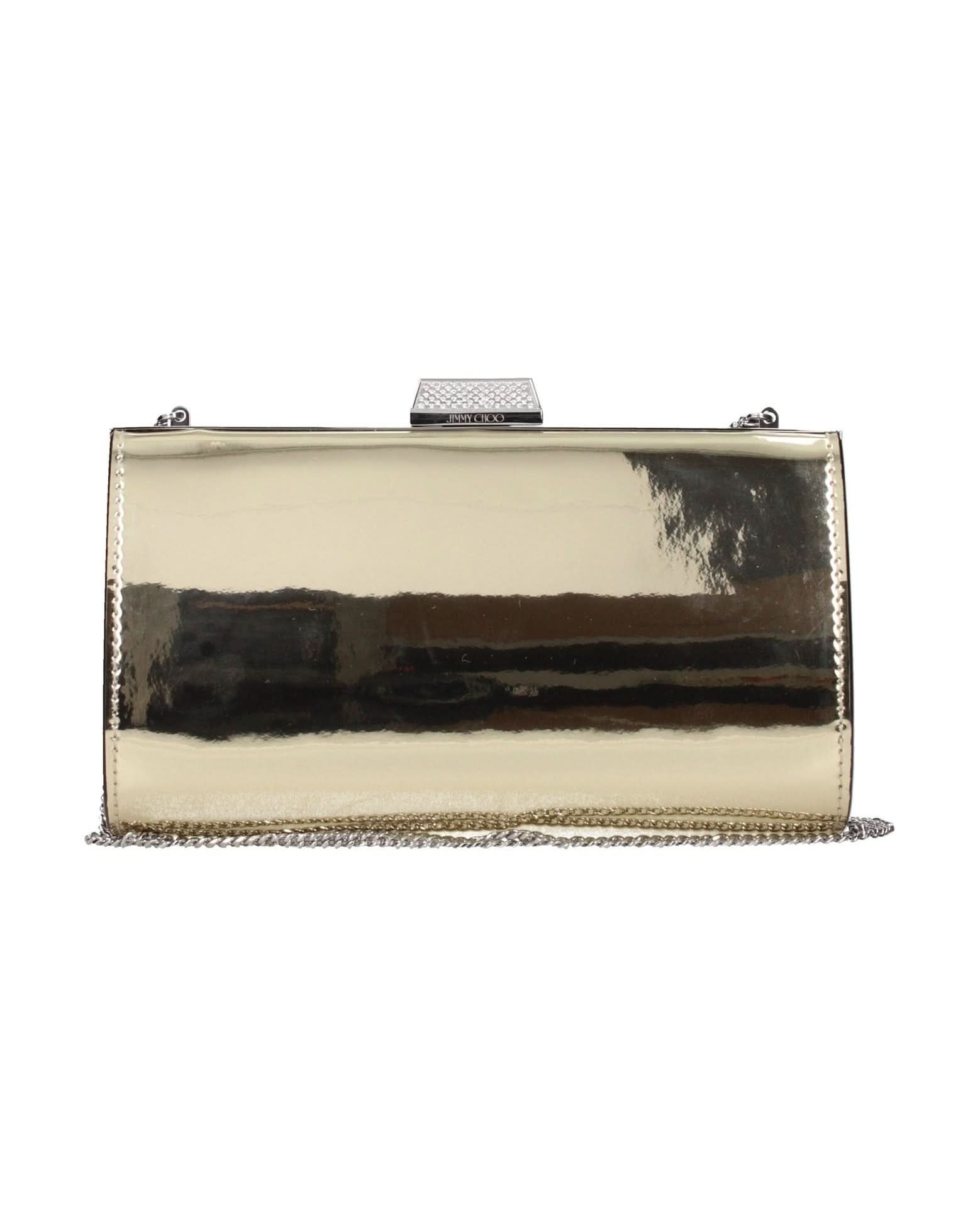 Jimmy Choo Gold Leather Clutch Bag