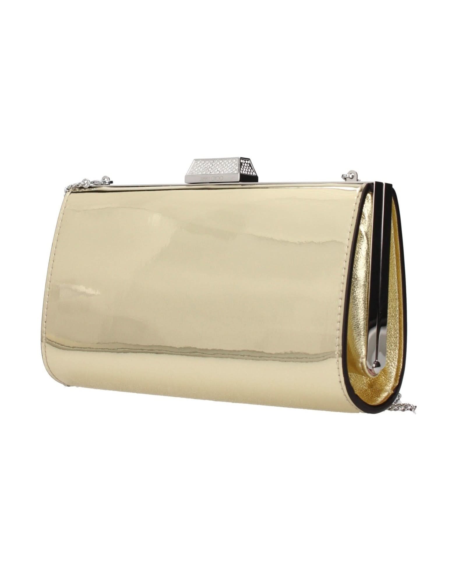 Jimmy Choo Gold Leather Clutch Bag