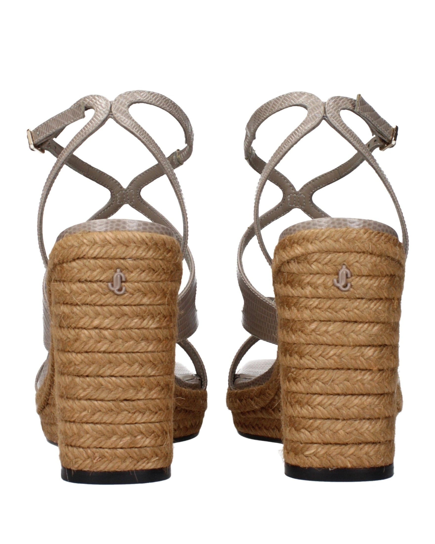 Jimmy Choo Gray Leather Wedges Sandals Sandals