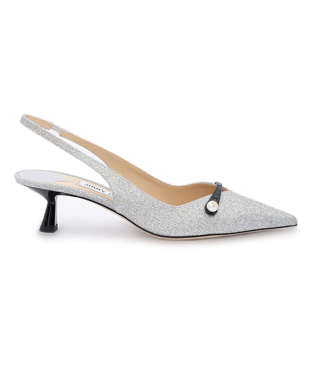 Jimmy Choo Silver Fine Glitter Amita 45 Slingback Pumps Glam Steals