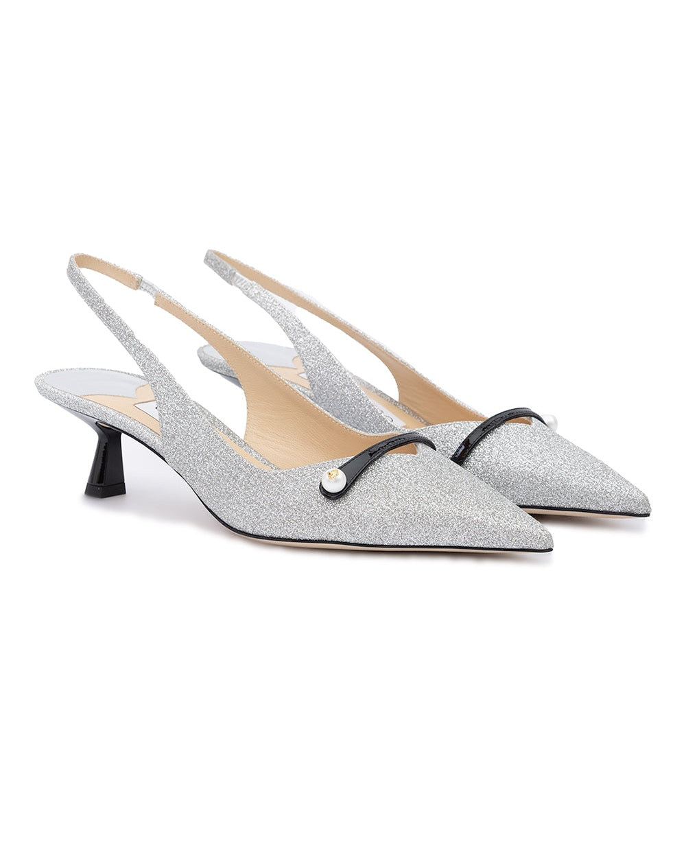 Jimmy Choo Silver Fine Glitter Amita 45 Slingback Pumps Glam Steals