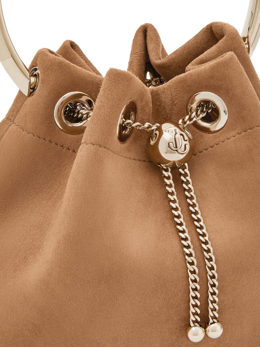 Jimmy Choo Suede Toffee Bag with Pearl Closure Glam Steals