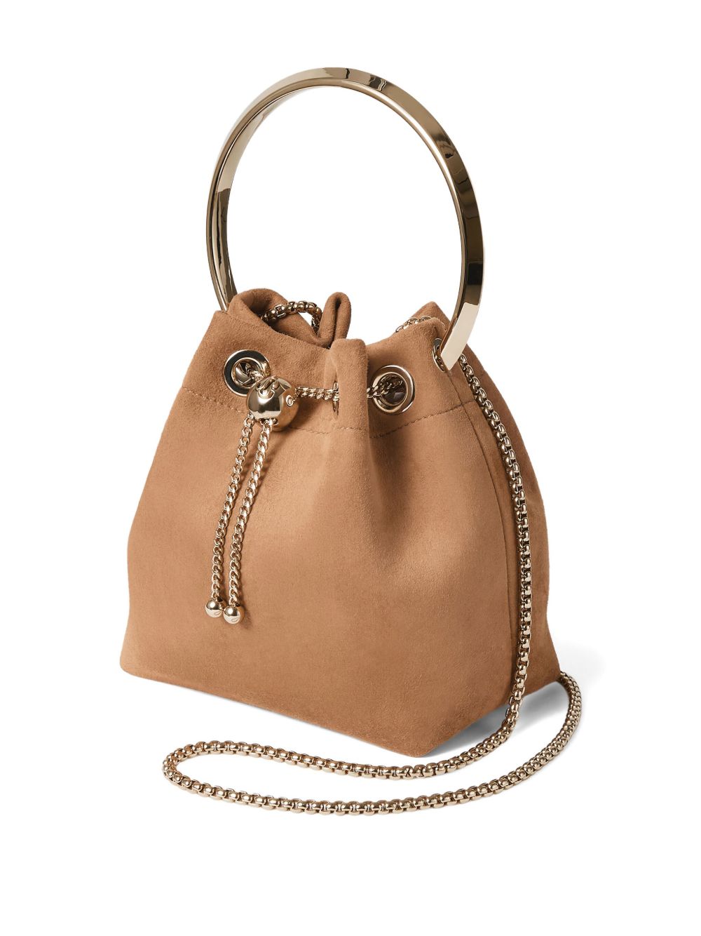 Jimmy Choo Suede Toffee Bag with Pearl Closure Glam Steals