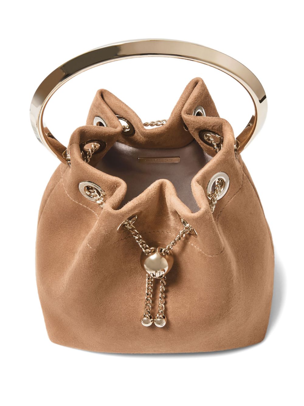 Jimmy Choo Suede Toffee Bag with Pearl Closure Glam Steals