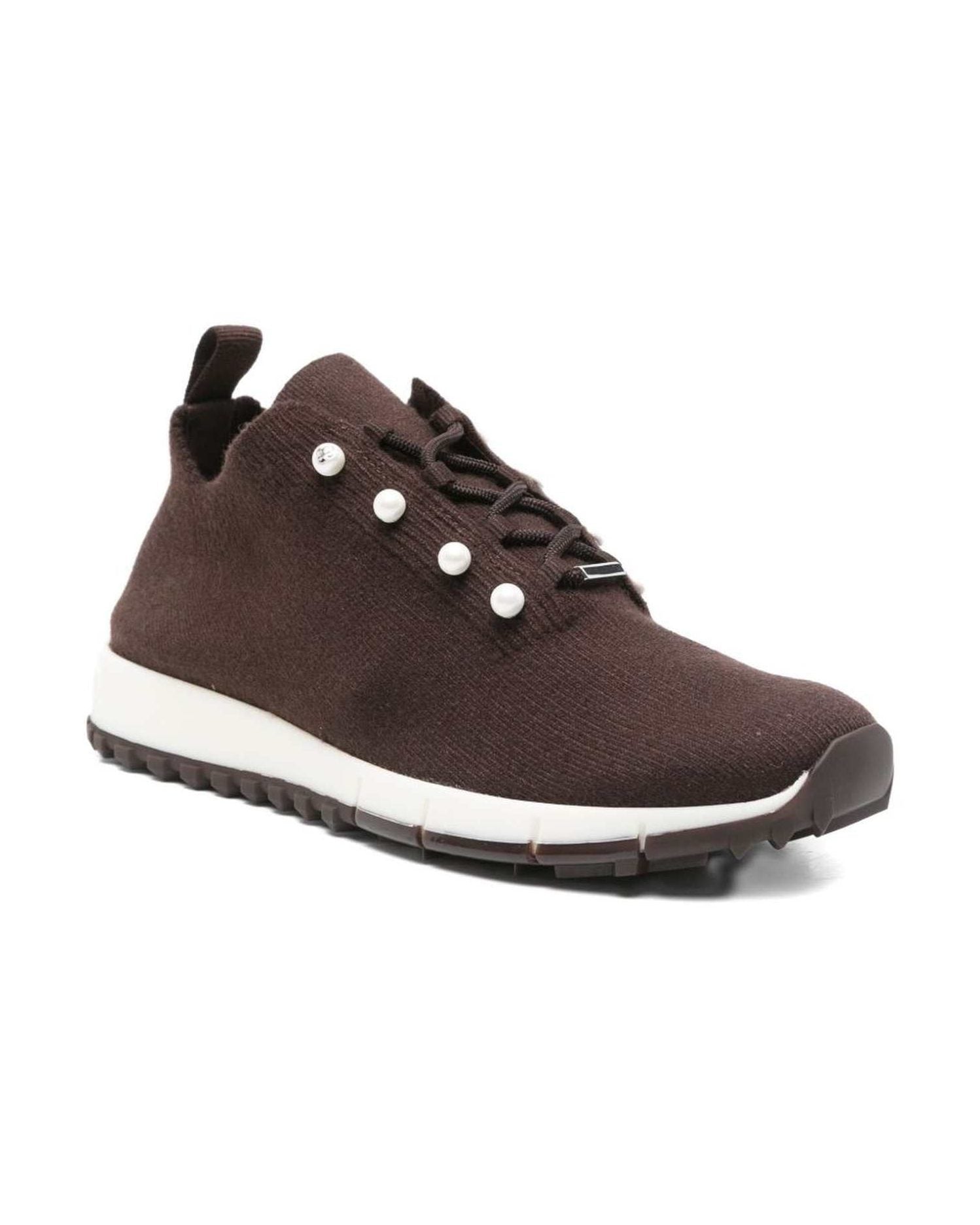 Jimmy Choo Pearl Button Veles Cashmere Mélange Knit Trainers Sneakers
