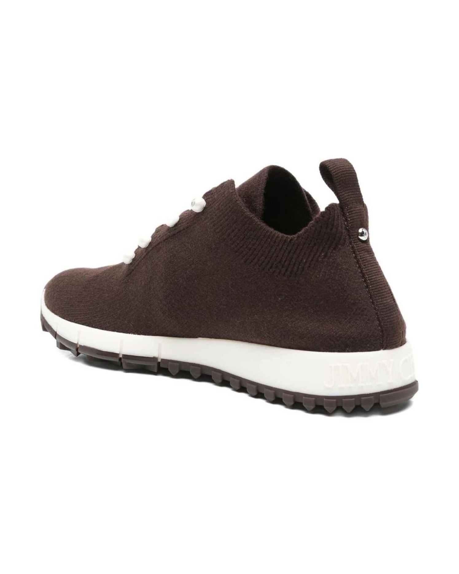 Jimmy Choo Pearl Button Veles Cashmere Mélange Knit Trainers Sneakers
