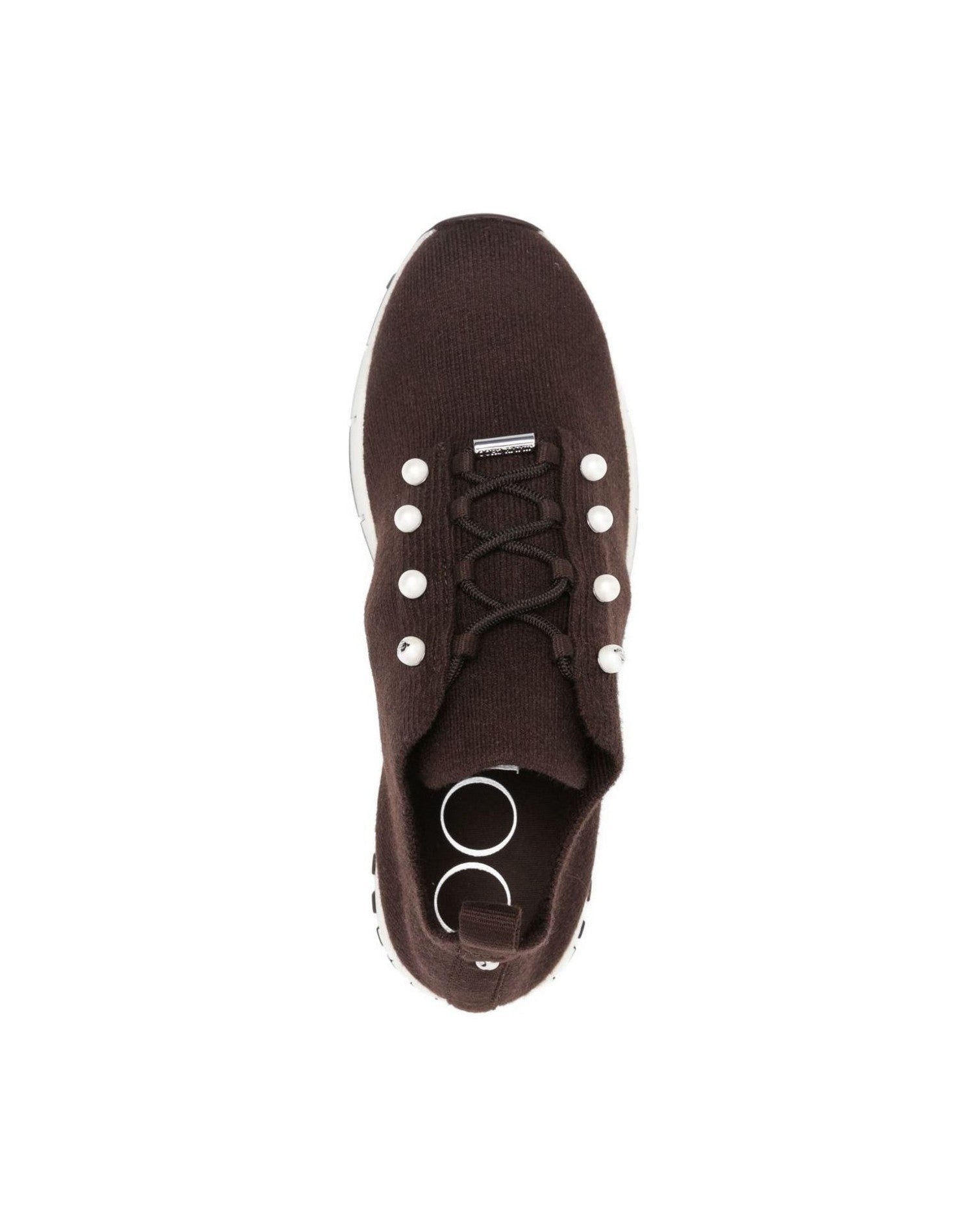 Jimmy Choo Pearl Button Veles Cashmere Mélange Knit Trainers Sneakers
