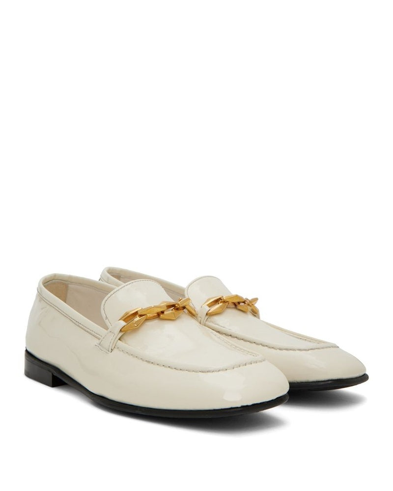 Jimmy Choo White Calfskin Slip On Loafers