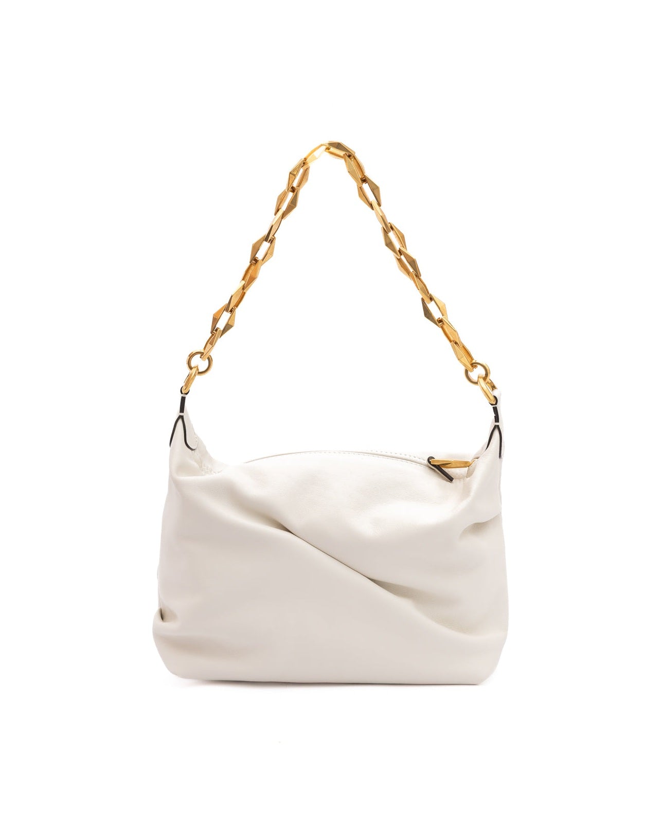 Jimmy Choo White Leather Diamond Hobo Shoulder Bag Glam Steals