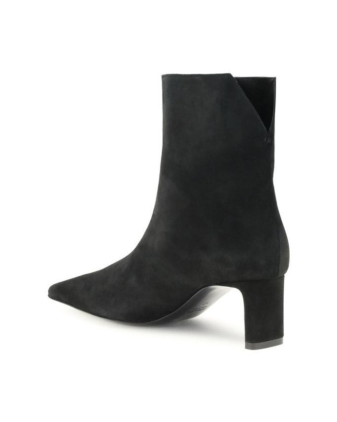 Khaite Black Calf Leather Bos Taurus Ankle Boots Glam Steals