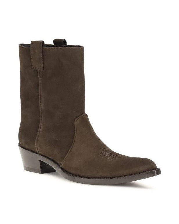 Khaite Brown Leather Calf Bos Taurus Ankle Boots Glam Steals