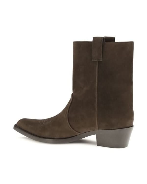 Khaite Brown Leather Calf Bos Taurus Ankle Boots