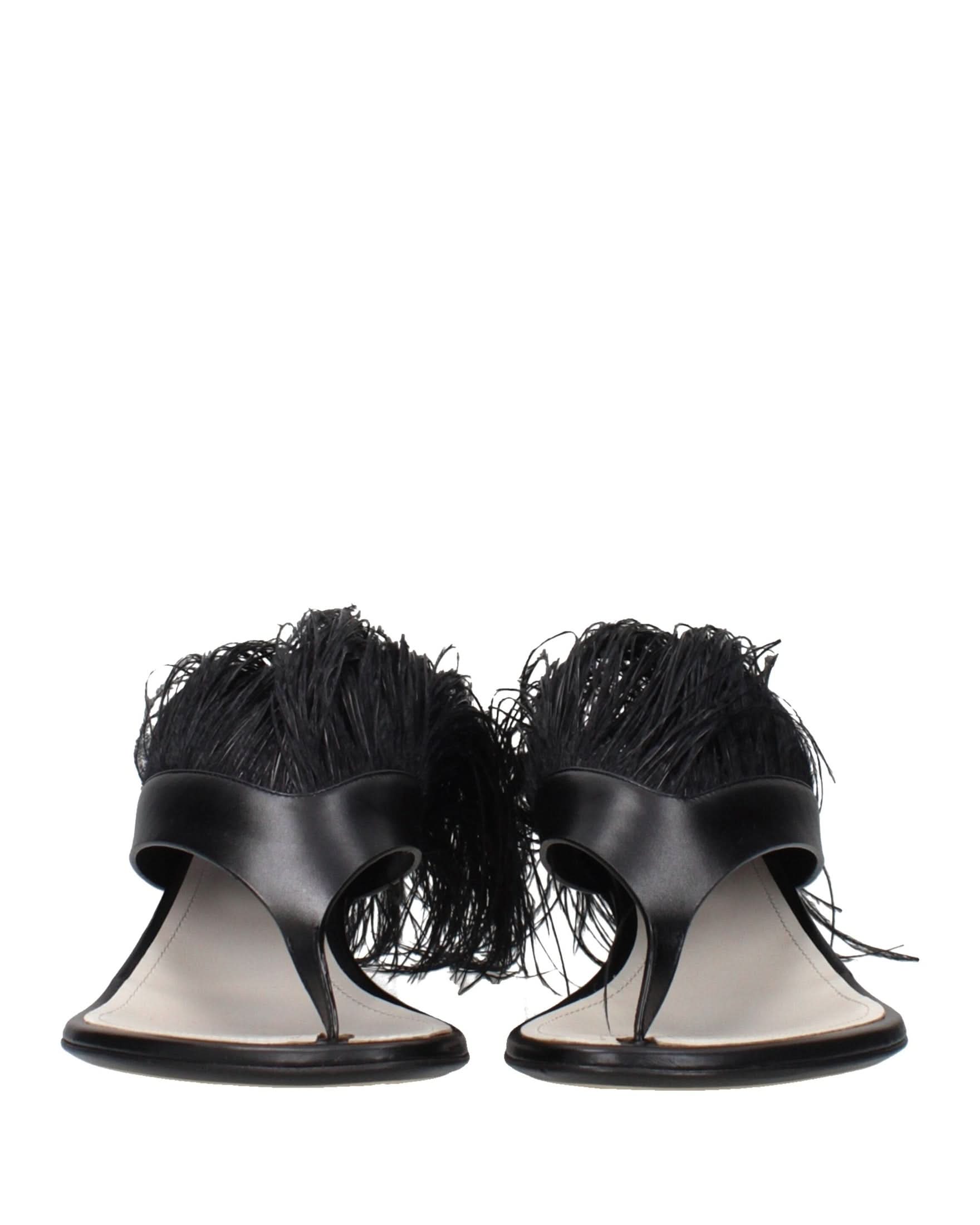 Lanvin Black Leather Flip Flop Sandals Heels