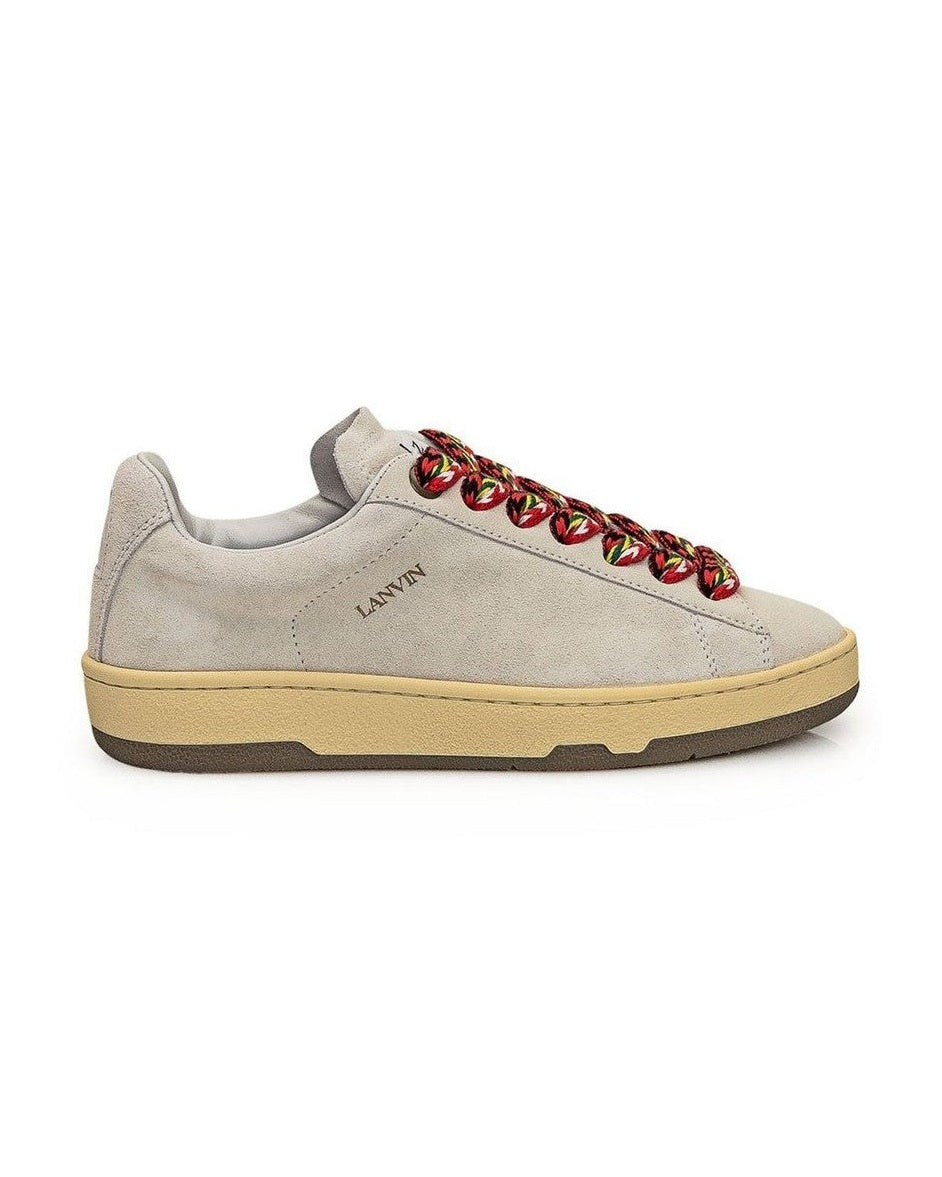Lanvin Gray Leather Low Top Sneakers Glam Steals