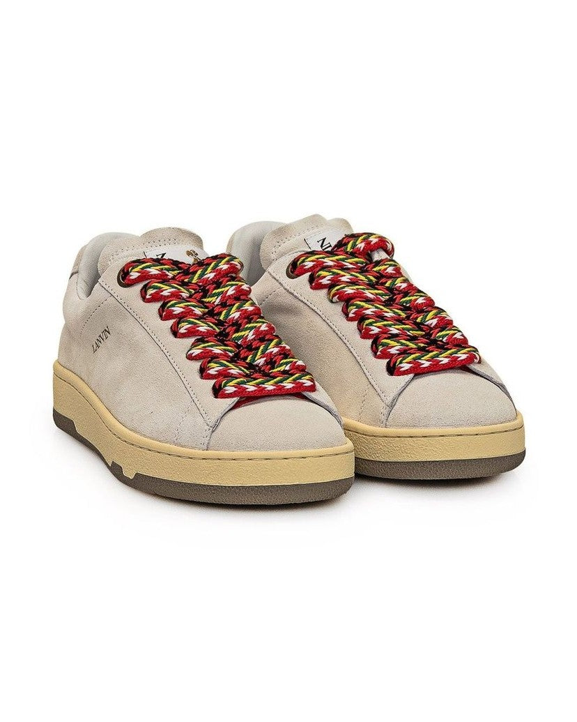 Lanvin Gray Leather Low Top Sneakers Glam Steals